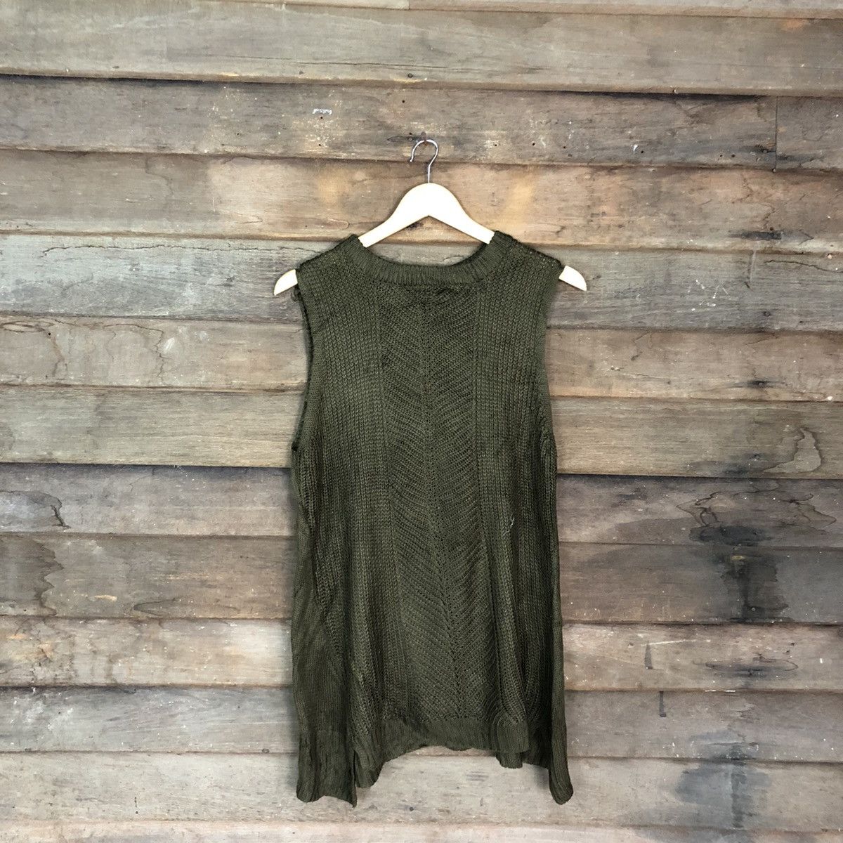 Homespun Knitwear × Japanese Brand HK WORK LONDON Vintage Shag Cable Knitwear Long Vest Sweater Size S / US 4 / IT 40 - 1 Thumbnail