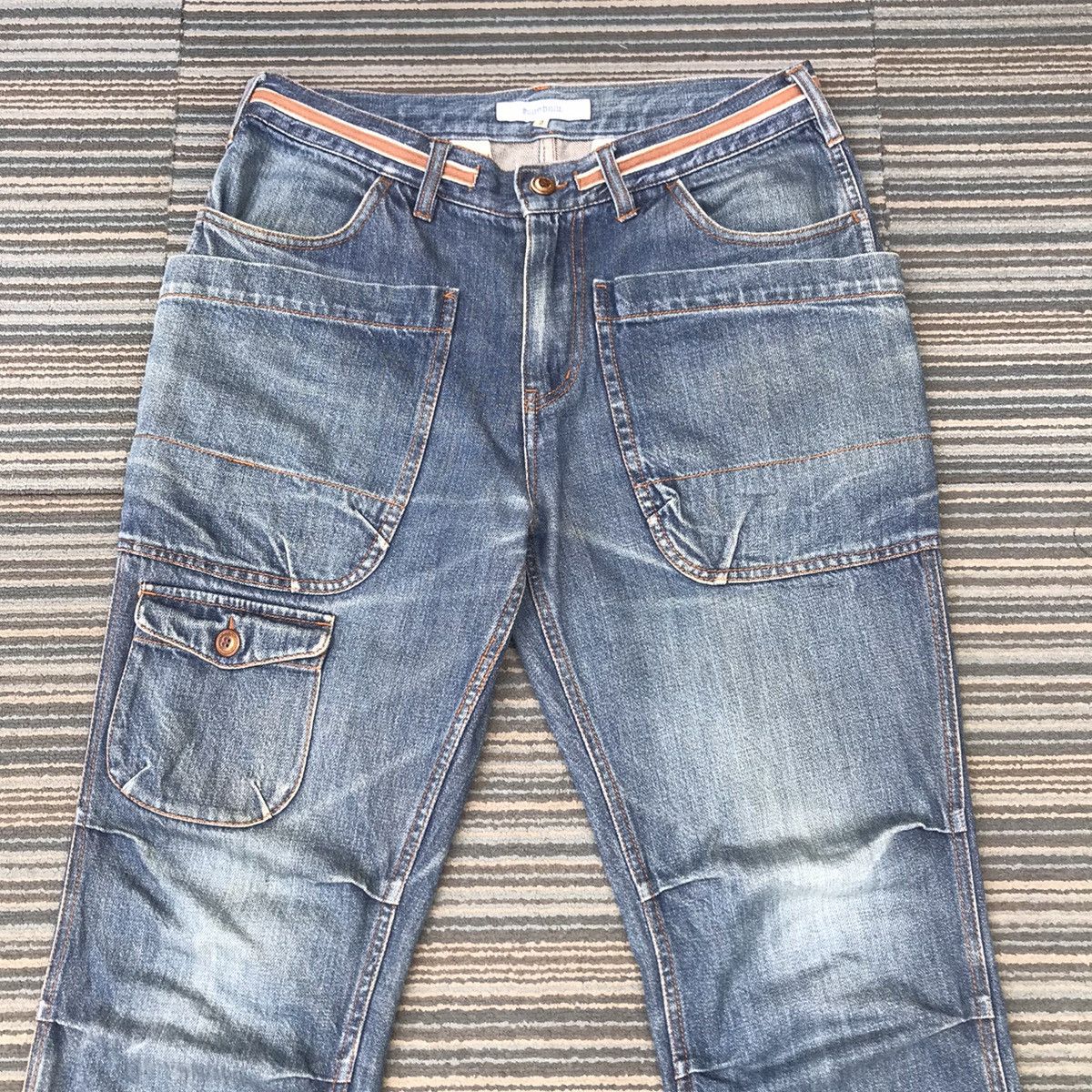 Japanese Brand Vintage Denim Big Pocket Tactical Cargo Bush Pants Jeans Size US 32 / EU 48 - 2 Thumbnail