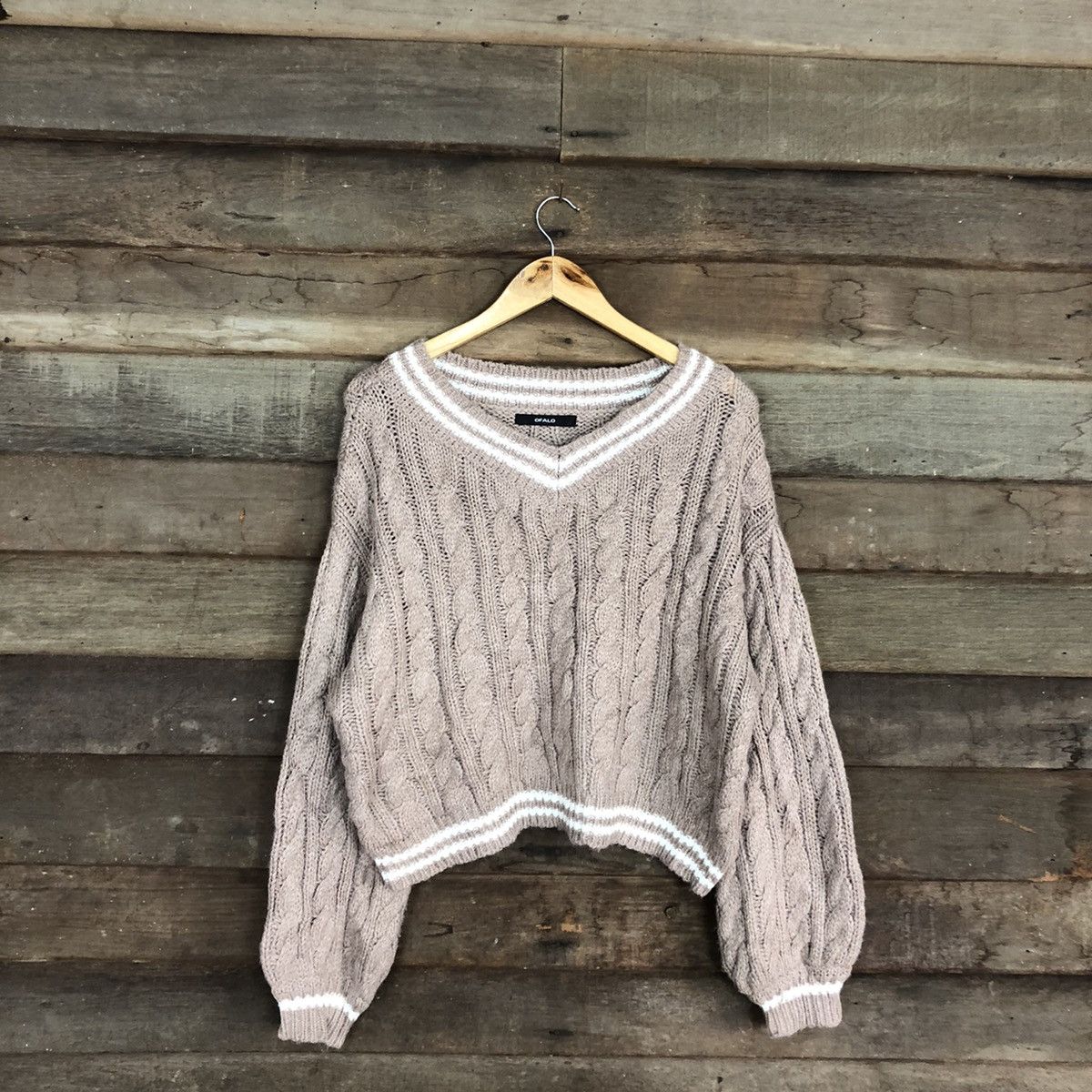 Aran Isles Knitwear × Japanese Brand OFALO Rare Cable Knitwear Shag Shaggy Baggy Pullover Sweater Size XL / US 12-14 / IT 48-50 - 1 Thumbnail