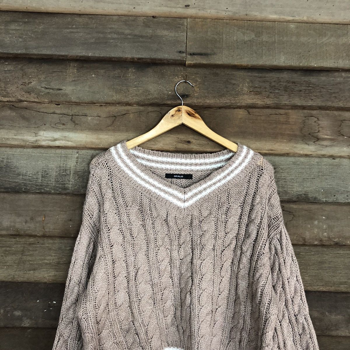 Aran Isles Knitwear × Japanese Brand OFALO Rare Cable Knitwear Shag Shaggy Baggy Pullover Sweater Size XL / US 12-14 / IT 48-50 - 10 Thumbnail