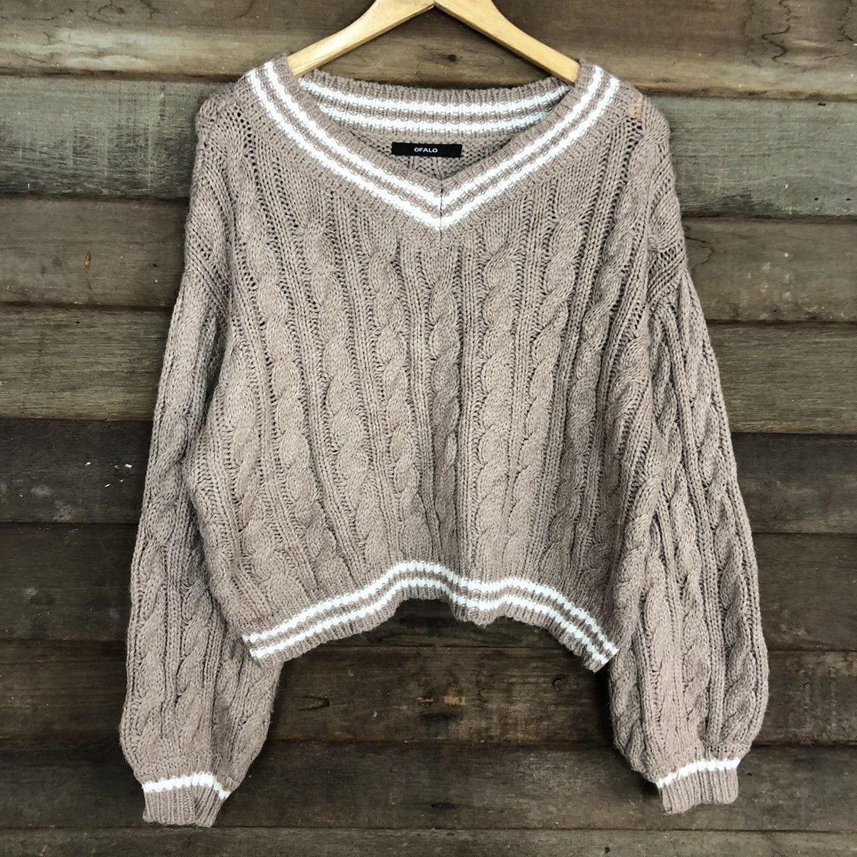 Aran Isles Knitwear × Japanese Brand OFALO Rare Cable Knitwear Shag Shaggy Baggy Pullover Sweater Size XL / US 12-14 / IT 48-50 - 9 Thumbnail