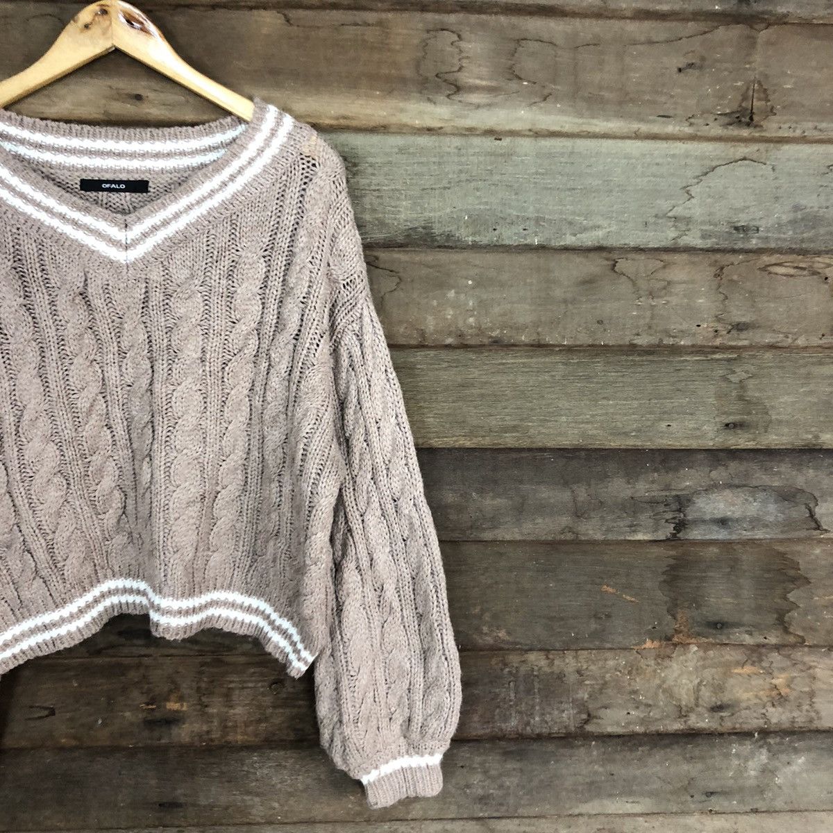 Aran Isles Knitwear × Japanese Brand OFALO Rare Cable Knitwear Shag Shaggy Baggy Pullover Sweater Size XL / US 12-14 / IT 48-50 - 6 Thumbnail
