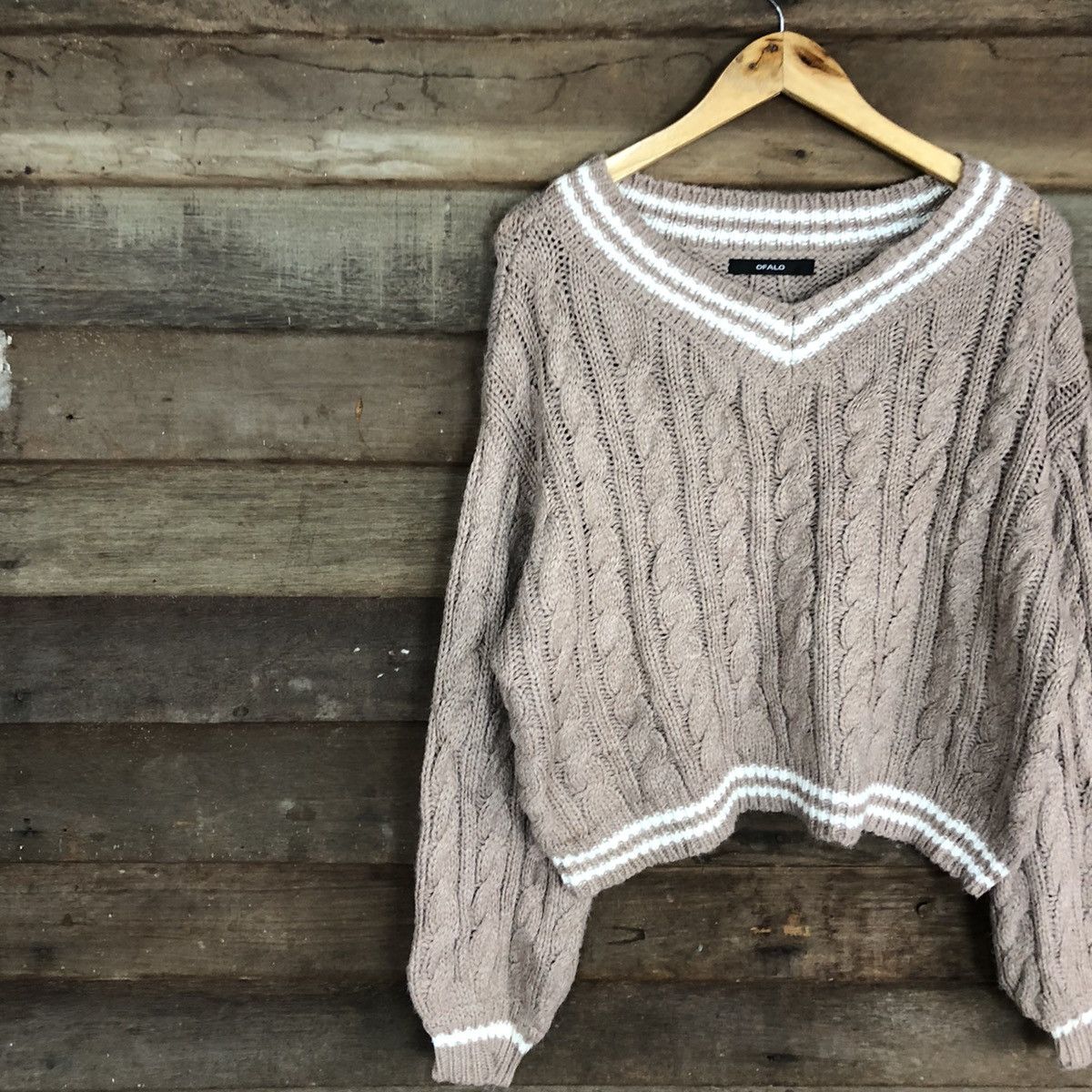Aran Isles Knitwear × Japanese Brand OFALO Rare Cable Knitwear Shag Shaggy Baggy Pullover Sweater Size XL / US 12-14 / IT 48-50 - 8 Thumbnail