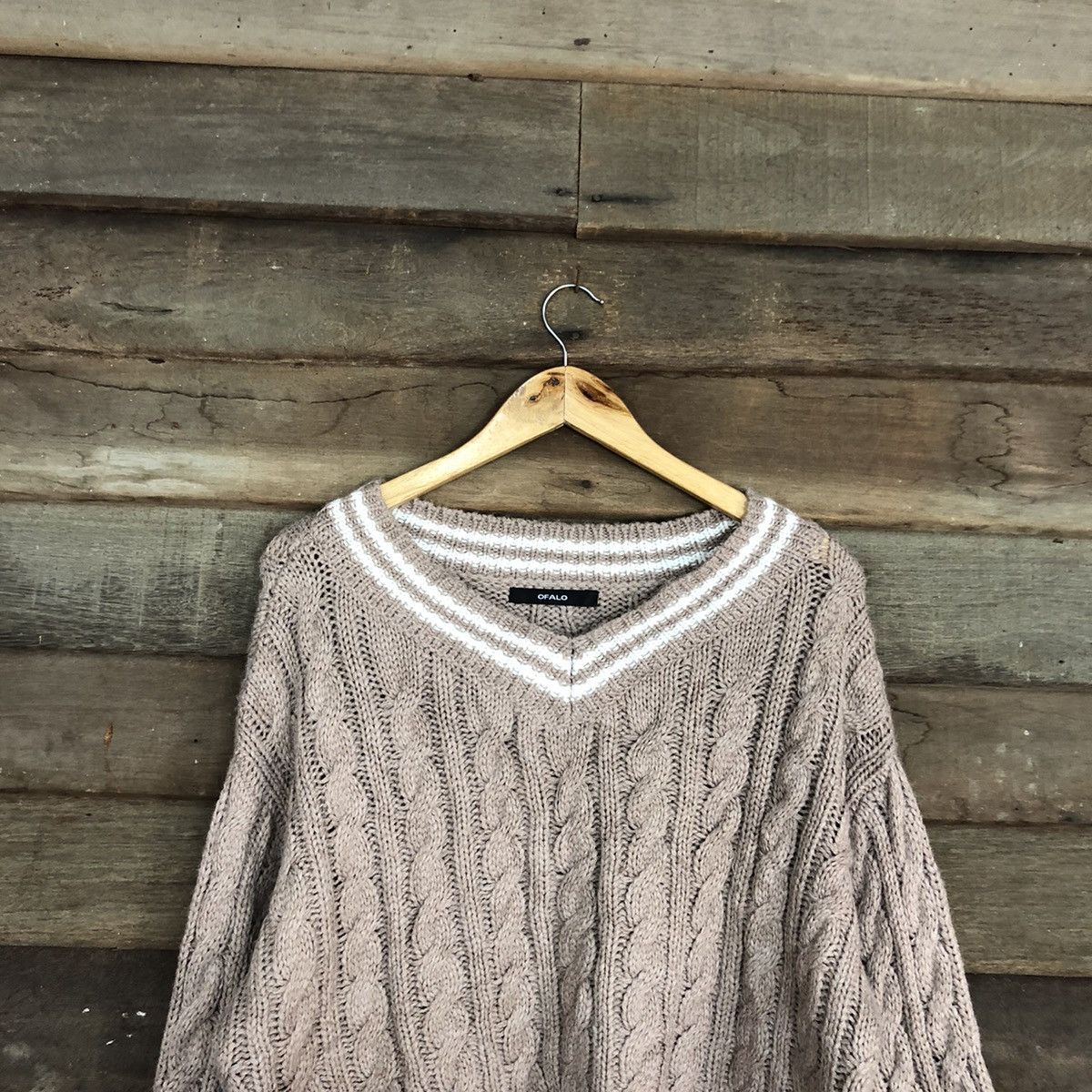 Aran Isles Knitwear × Japanese Brand OFALO Rare Cable Knitwear Shag Shaggy Baggy Pullover Sweater Size XL / US 12-14 / IT 48-50 - 3 Thumbnail