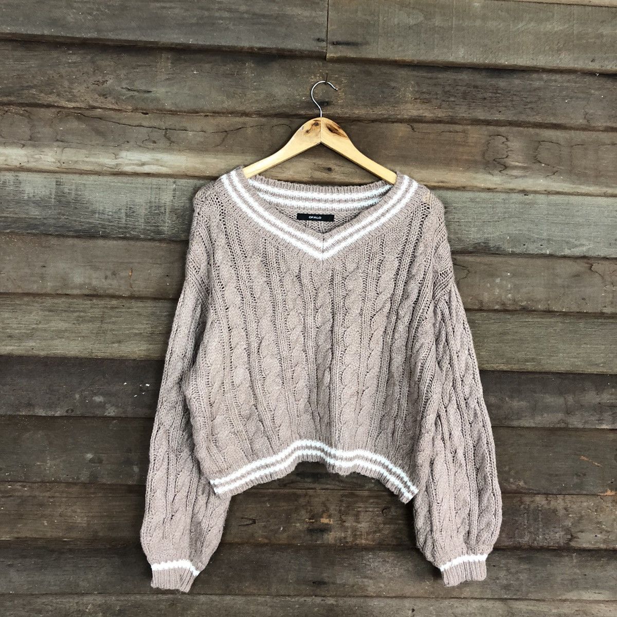 Aran Isles Knitwear × Japanese Brand OFALO Rare Cable Knitwear Shag Shaggy Baggy Pullover Sweater Size XL / US 12-14 / IT 48-50 - 4 Thumbnail