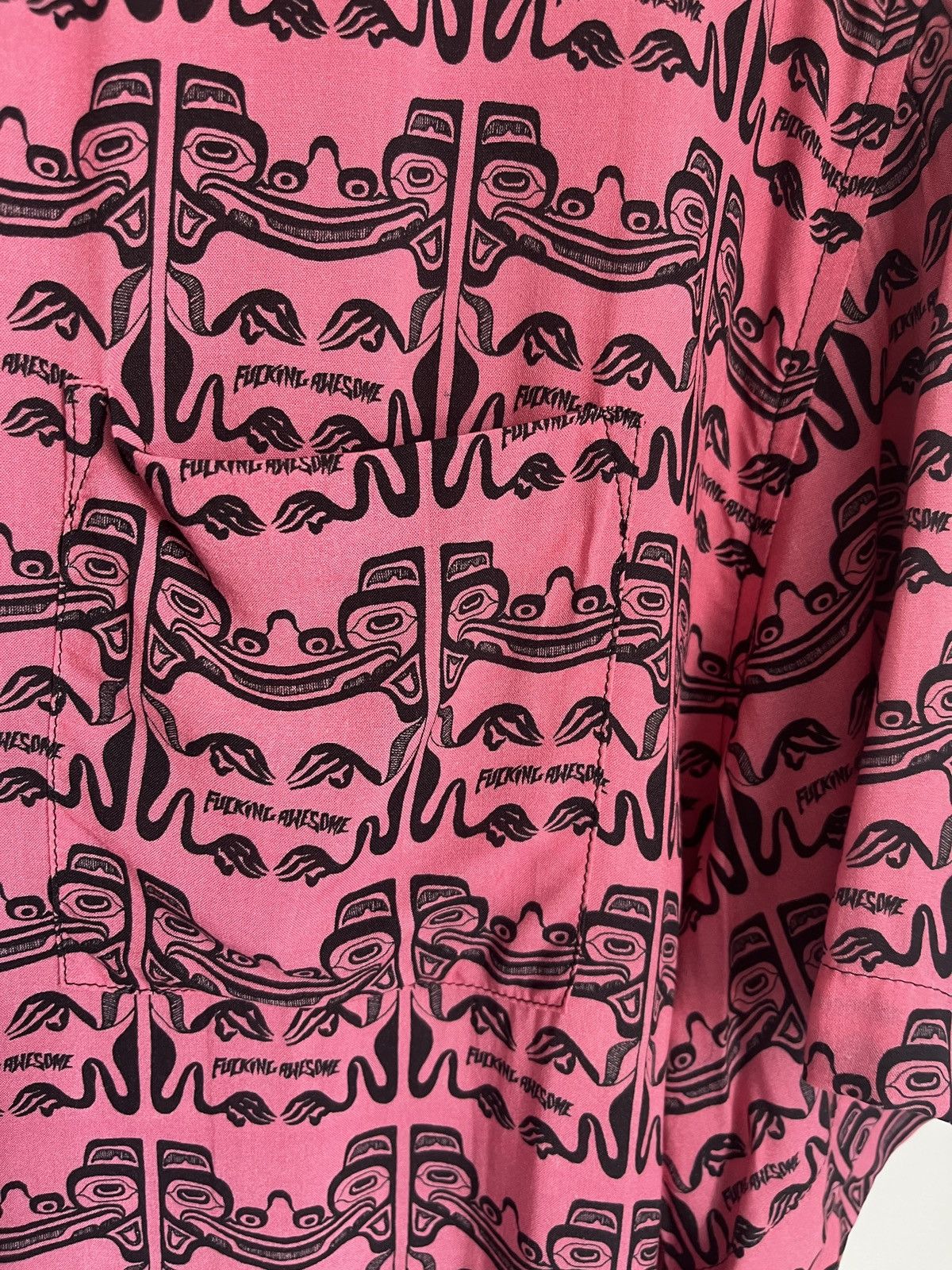 Fucking Awesome Fucking Awesome Pink Black Short Sleeve TIki Print Shirt L Size US L / EU 52-54 / 3 - 4 Thumbnail