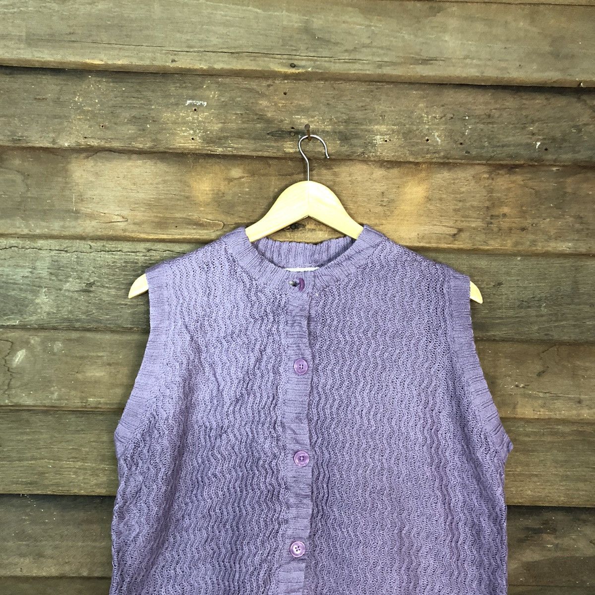 Other VEN Shag Double Pocket Mohair Button Vest Cardigan Sweater Size M / US 6-8 / IT 42-44 - 2 Thumbnail