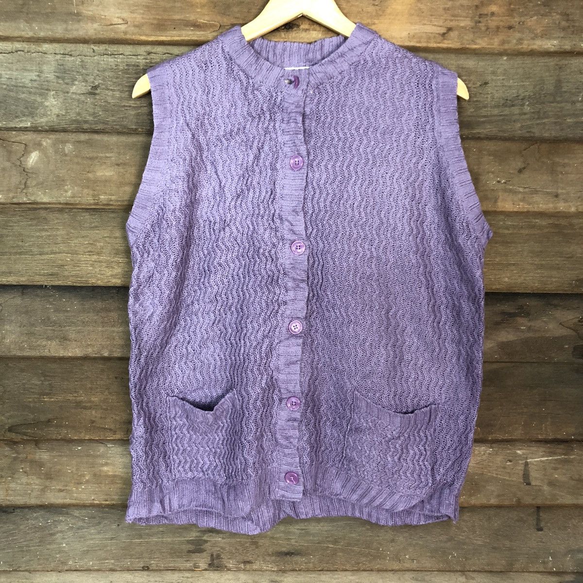 Other VEN Shag Double Pocket Mohair Button Vest Cardigan Sweater Size M / US 6-8 / IT 42-44 - 6 Thumbnail