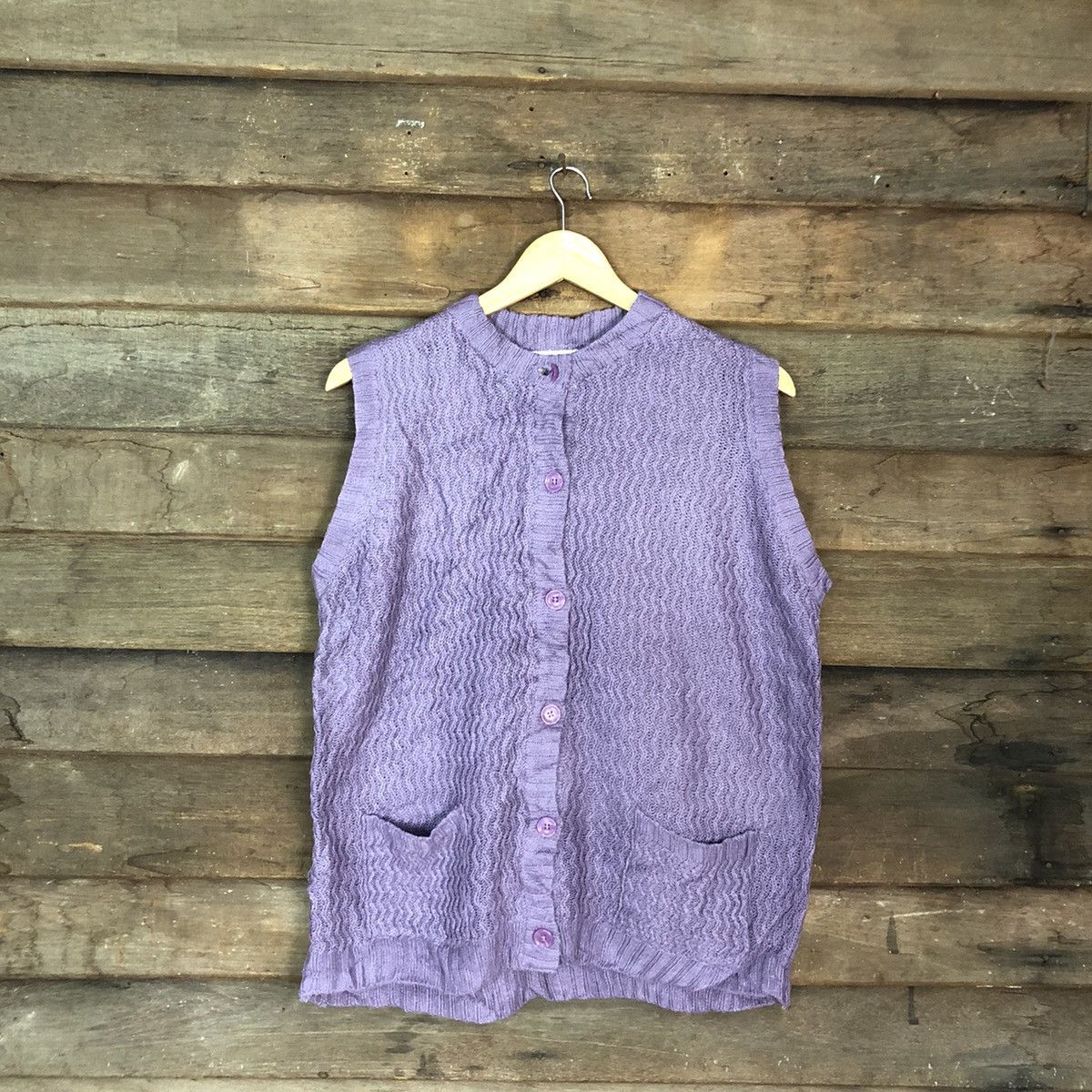 Other VEN Shag Double Pocket Mohair Button Vest Cardigan Sweater Size M / US 6-8 / IT 42-44 - 3 Thumbnail