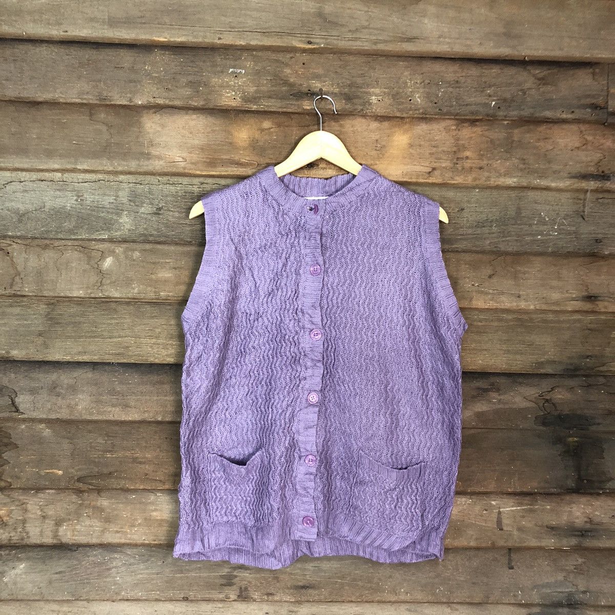 Other VEN Shag Double Pocket Mohair Button Vest Cardigan Sweater Size M / US 6-8 / IT 42-44 - 1 Thumbnail