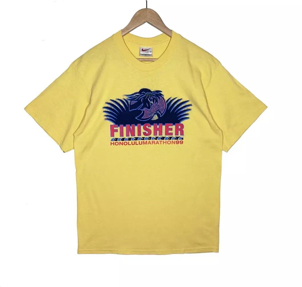 image of 90's Nike Honolulu Marathon Tee 99 in Yellow, Men's (Size Medium)