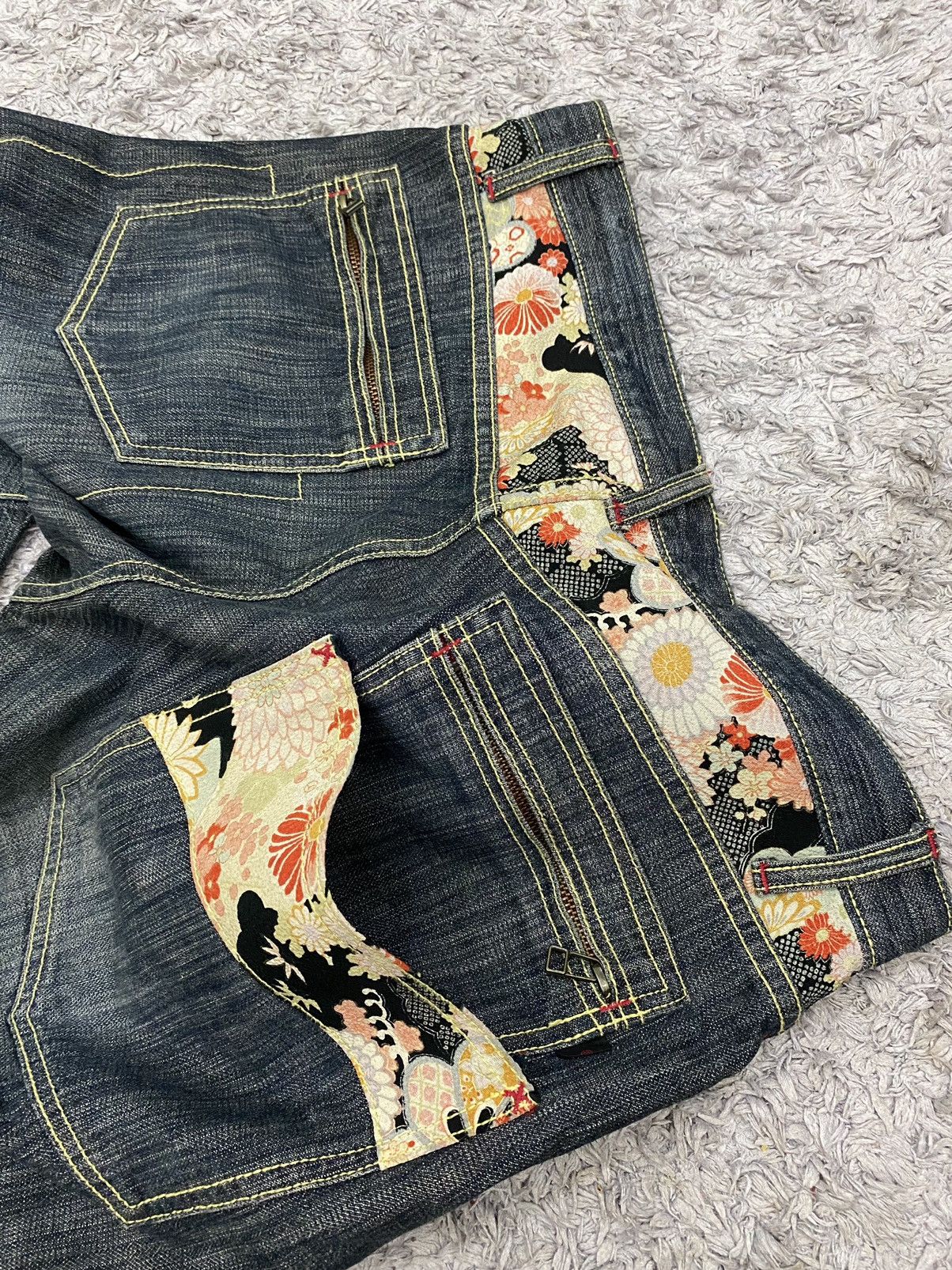Art Comes First × Japanese Brand Wild Khakis Floral Denim Jeans Pant Size US 34 / EU 50 - 5 Thumbnail