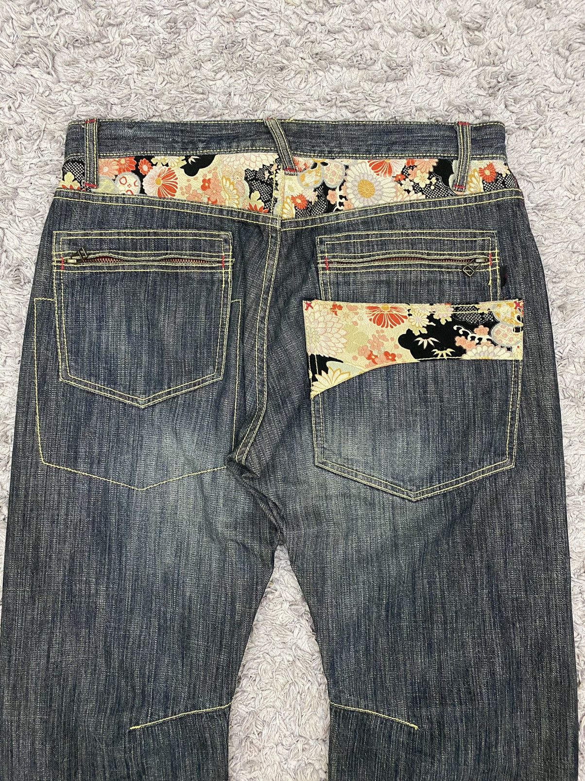 Art Comes First × Japanese Brand Wild Khakis Floral Denim Jeans Pant Size US 34 / EU 50 - 4 Thumbnail