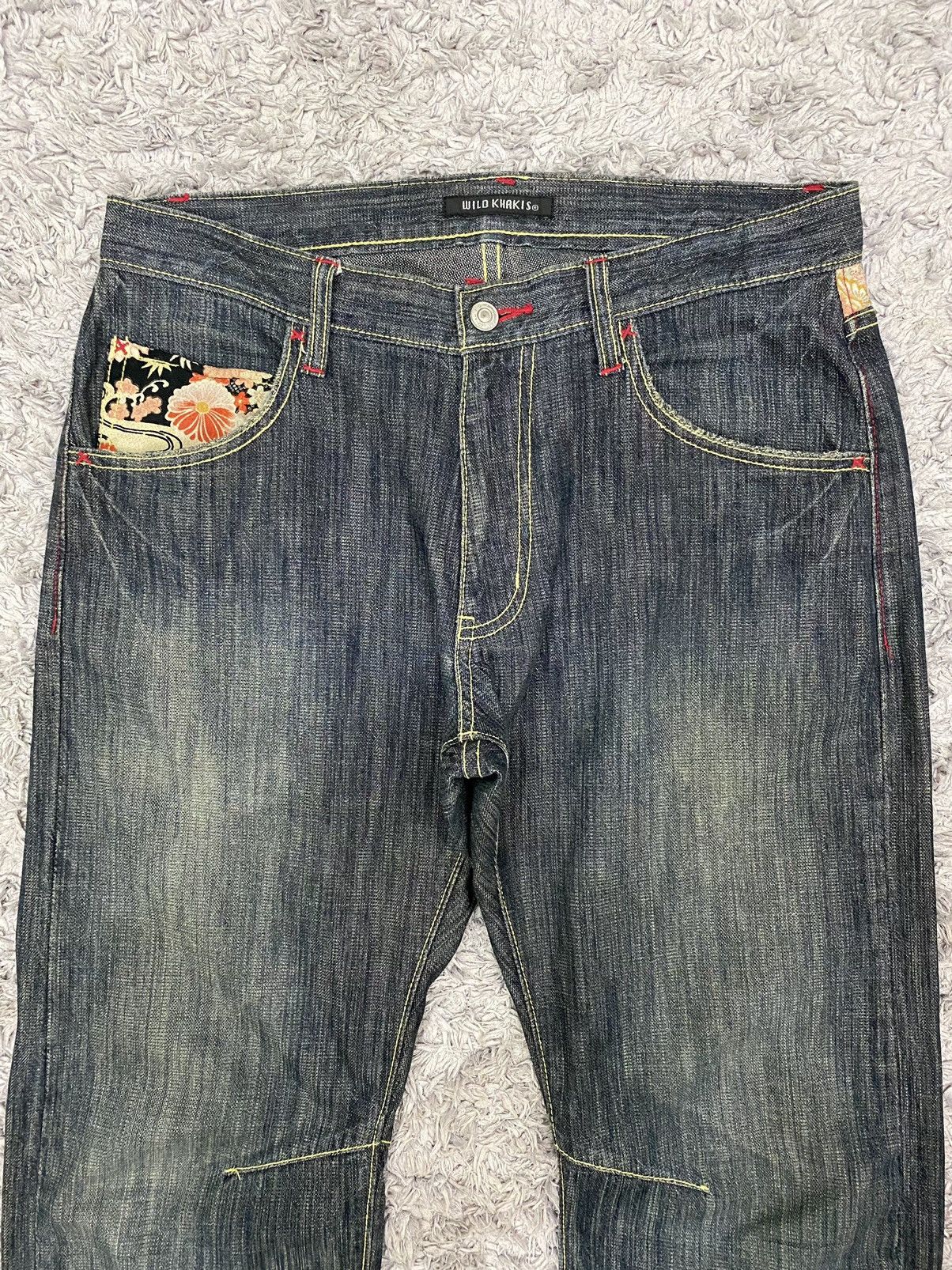 Art Comes First × Japanese Brand Wild Khakis Floral Denim Jeans Pant Size US 34 / EU 50 - 3 Thumbnail