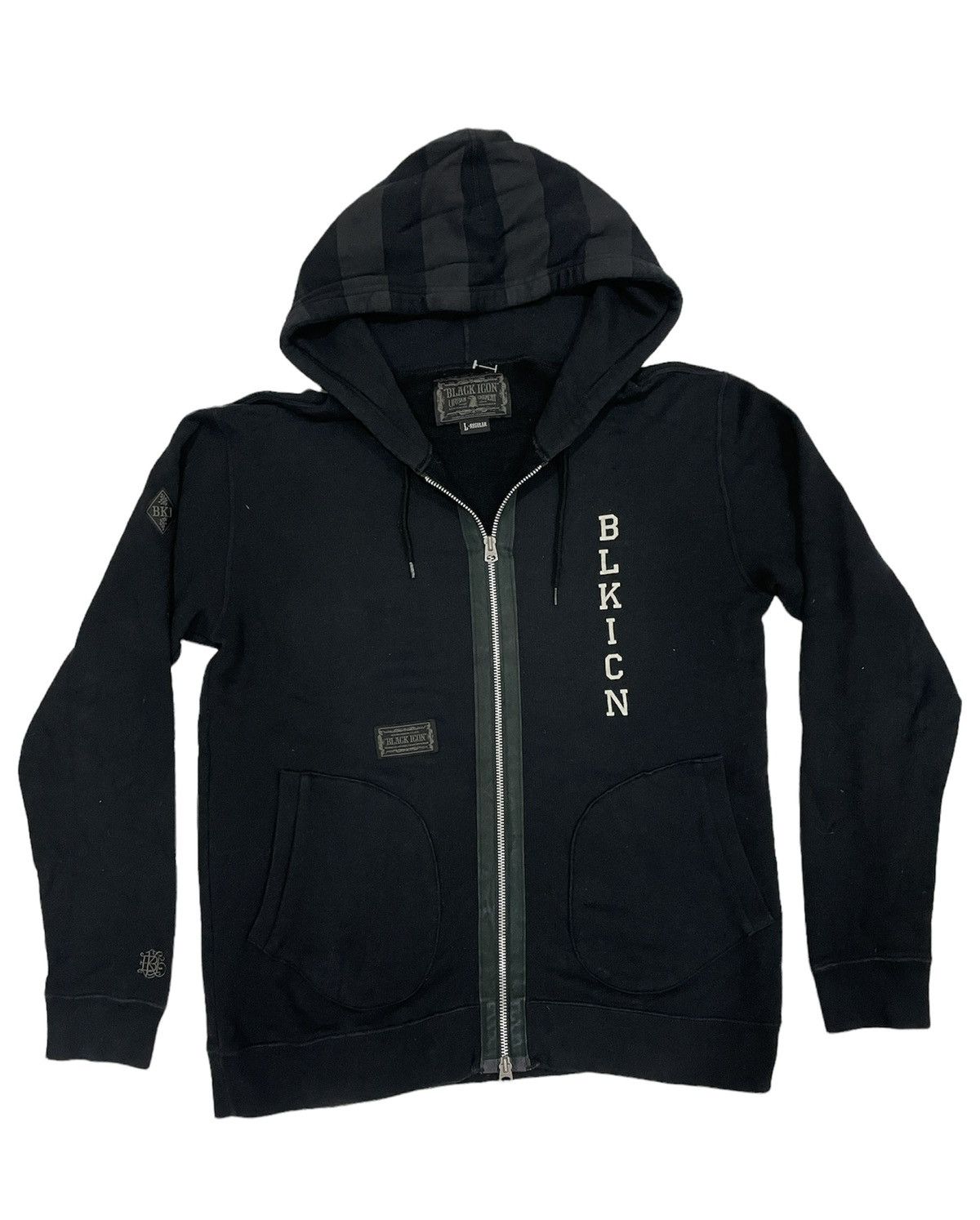 Neighborhood Neighborhood NBHD Japan Black Icon Waldes Zip Faded Hooded Size US L / EU 52-54 / 3 - 4 Thumbnail