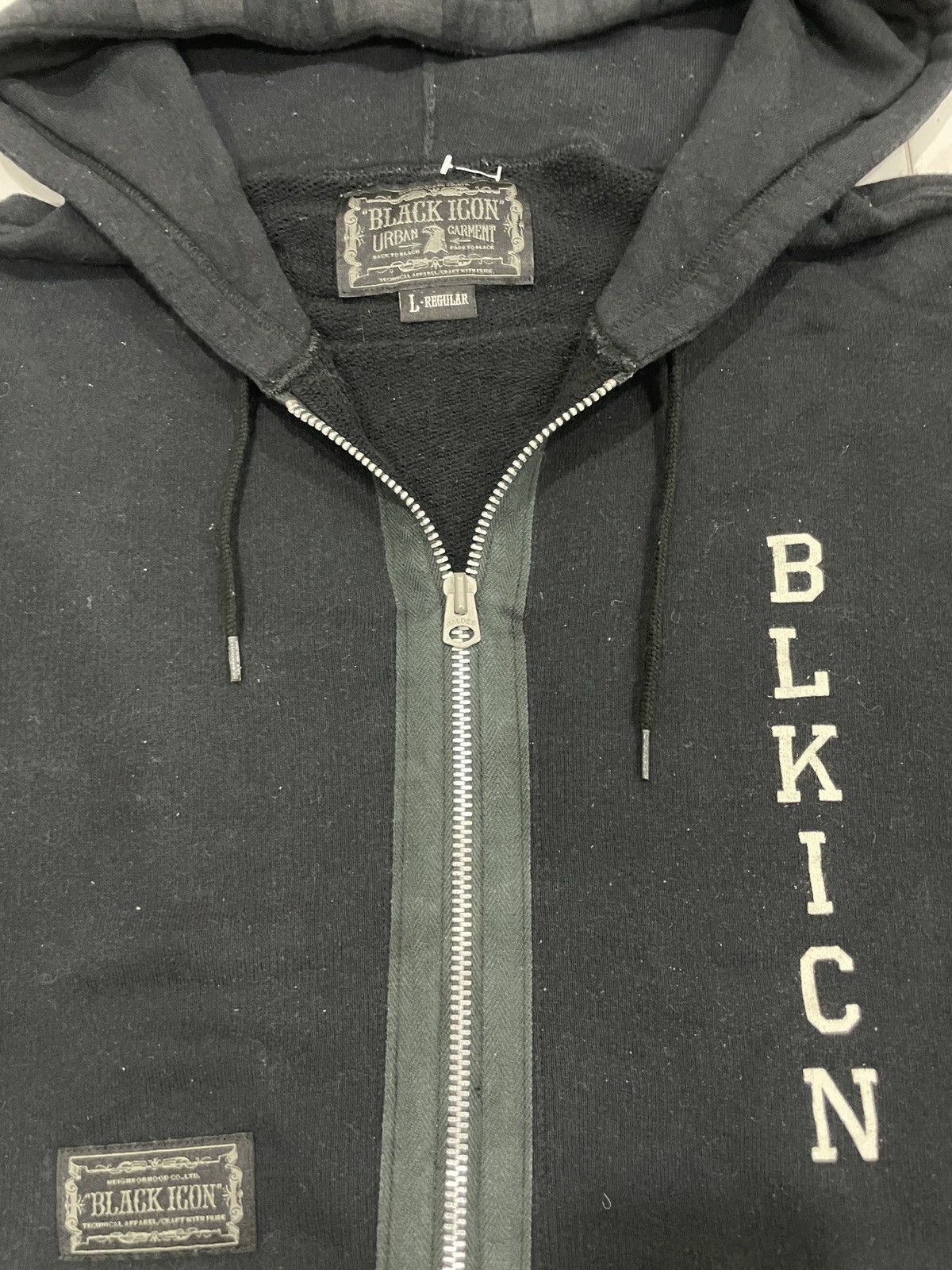 Neighborhood Neighborhood NBHD Japan Black Icon Waldes Zip Faded Hooded Size US L / EU 52-54 / 3 - 8 Thumbnail