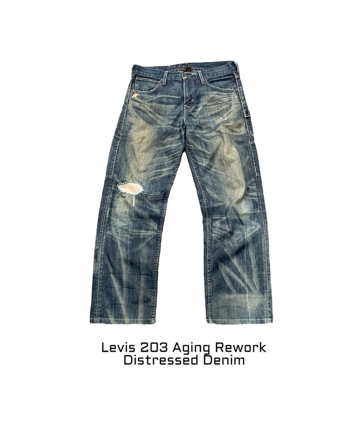 image of Distressed Denim x Levis Stealsvintage Levis 203 Aging Rework Distresed in Blue, Men's (Size 32)
