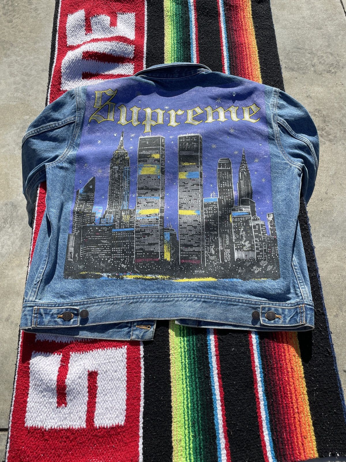 Supreme painted trucker jacket deals