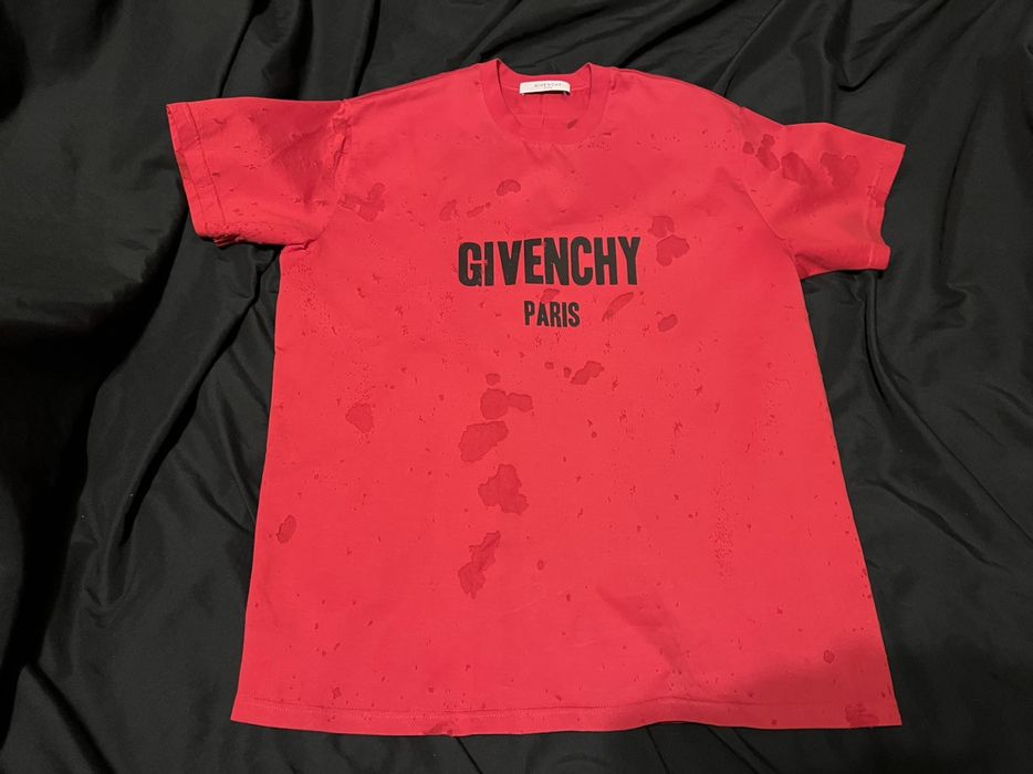 Givenchy distressed outlet t shirt red