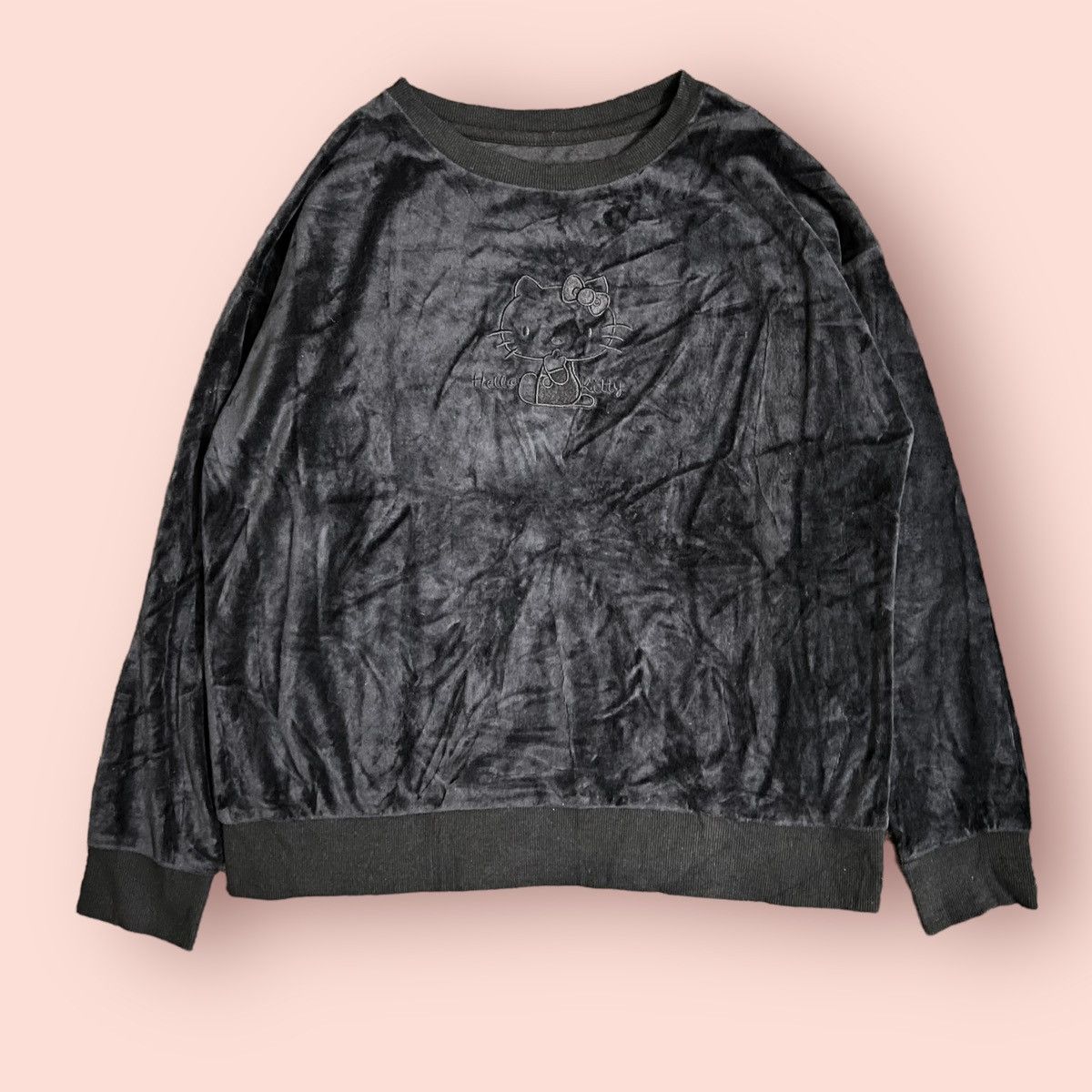 Cartoon Network × GU × Japanese Brand RARE BLACK VELVET HELLO KITTY X GU PULLOVER SWEATSHIRT Size L / US 10 / IT 46 - 5 Thumbnail