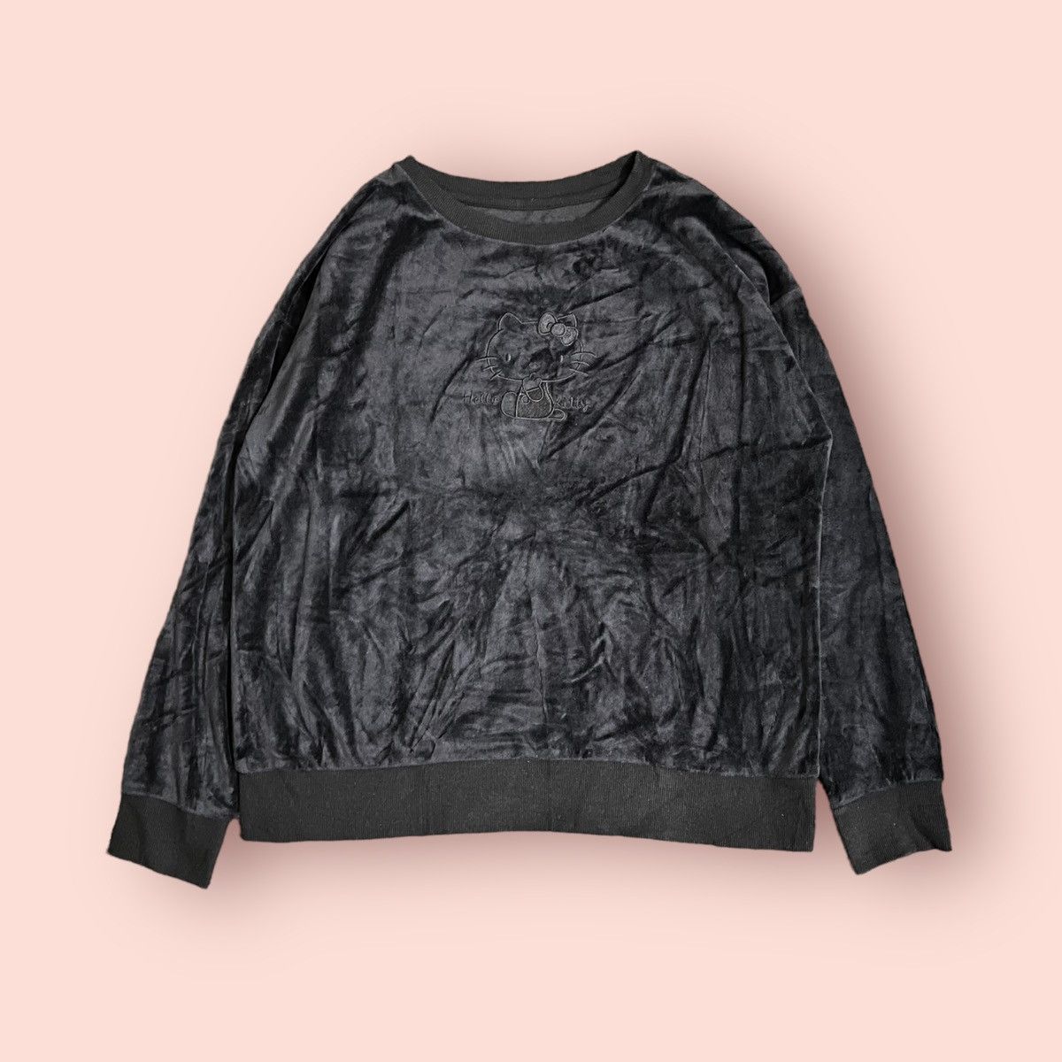 Cartoon Network × GU × Japanese Brand RARE BLACK VELVET HELLO KITTY X GU PULLOVER SWEATSHIRT Size L / US 10 / IT 46 - 4 Thumbnail