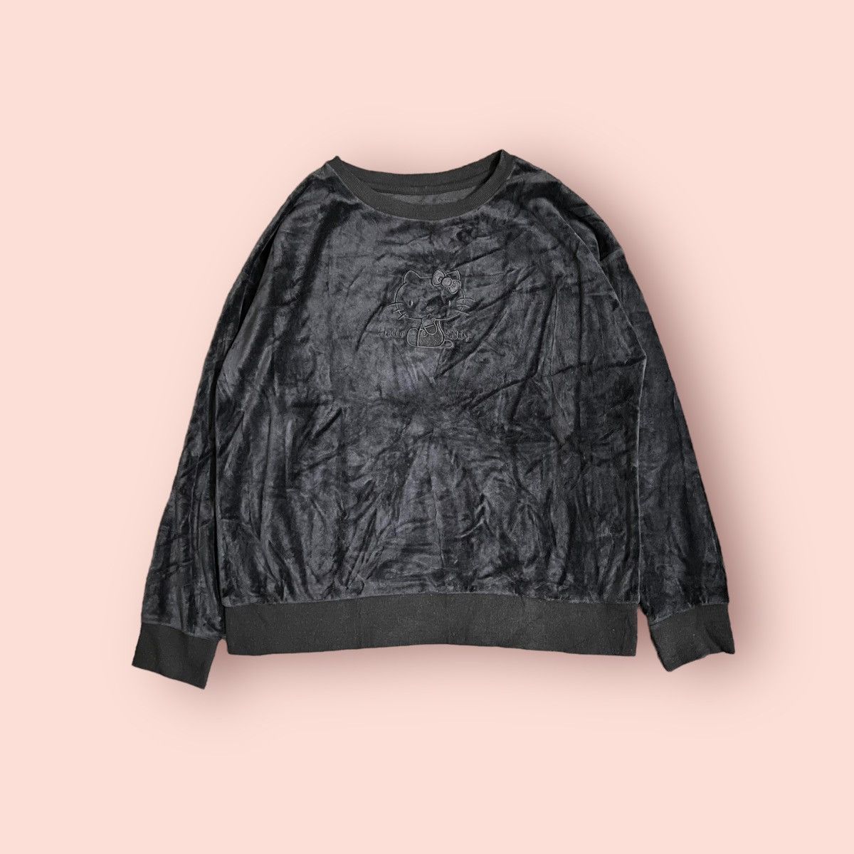 Cartoon Network × GU × Japanese Brand RARE BLACK VELVET HELLO KITTY X GU PULLOVER SWEATSHIRT Size L / US 10 / IT 46 - 1 Thumbnail