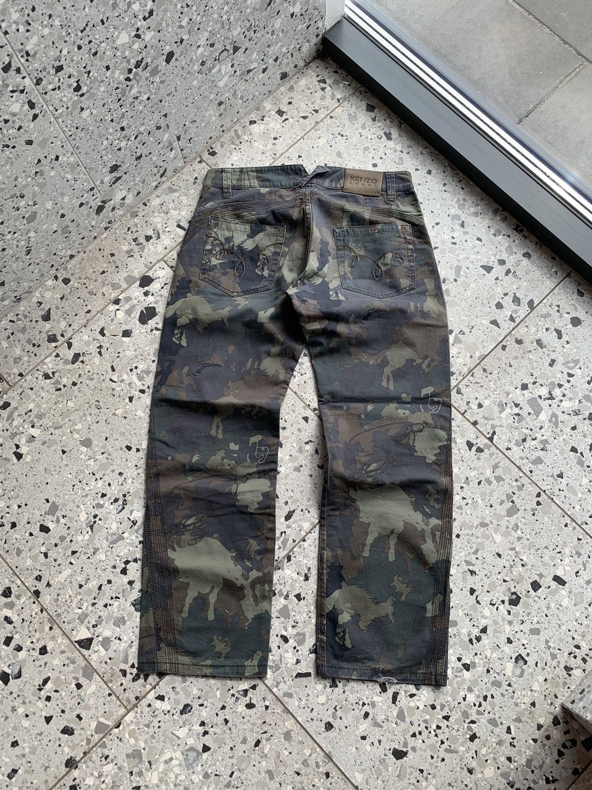 image of Kenzo Military All Over Printed Pants in Green, Men's (Size 33)