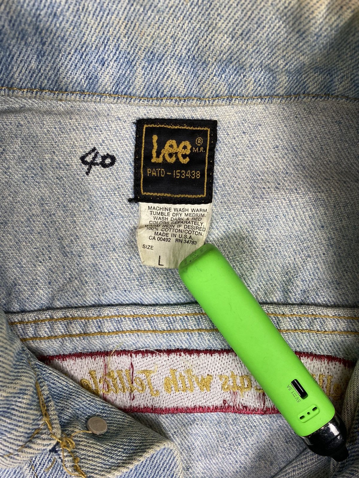 Lee STEAL 🔥 VINTAGE 80s LEE PATD DENIM JEANS RACING JACKET Size US L / EU 52-54 / 3 - 9 Thumbnail