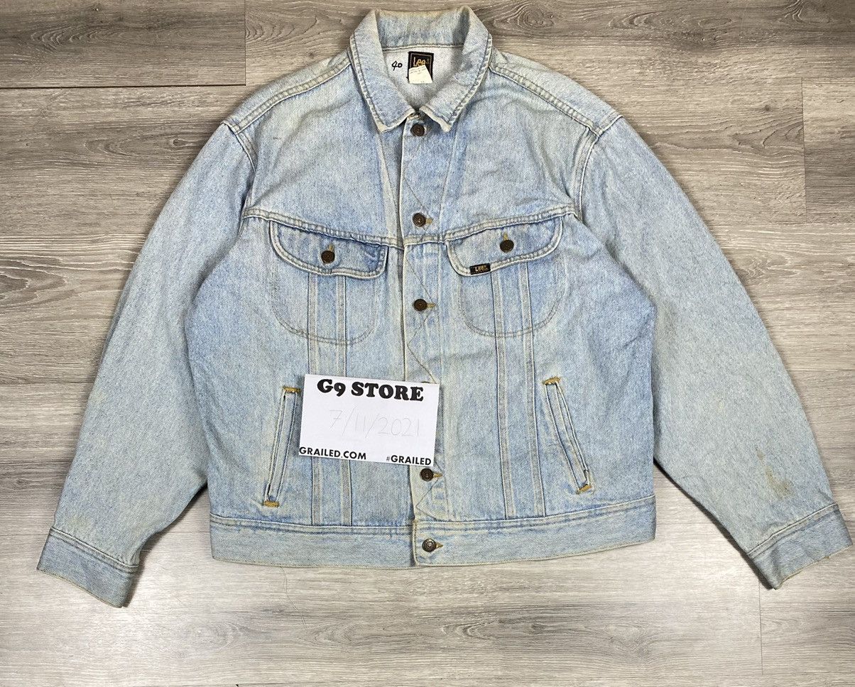 Lee STEAL 🔥 VINTAGE 80s LEE PATD DENIM JEANS RACING JACKET Size US L / EU 52-54 / 3 - 1 Thumbnail