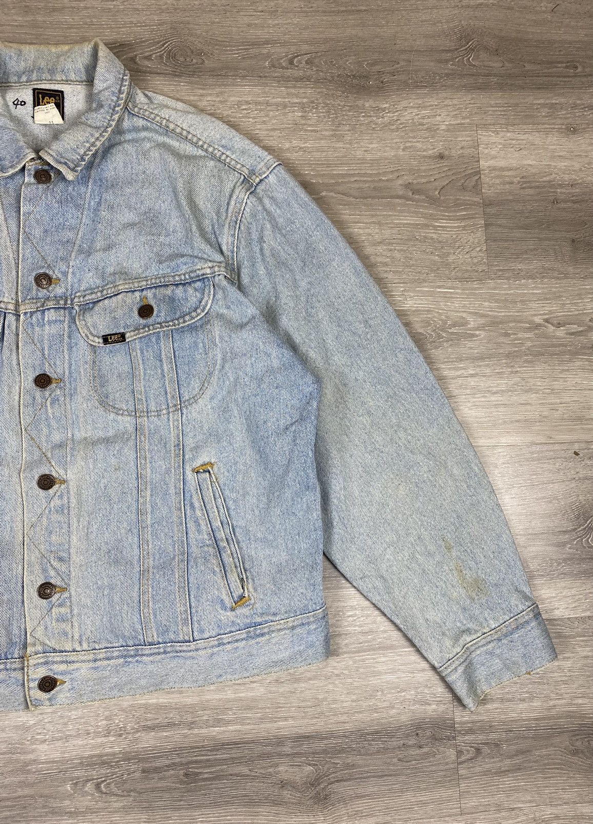 Lee STEAL 🔥 VINTAGE 80s LEE PATD DENIM JEANS RACING JACKET Size US L / EU 52-54 / 3 - 3 Thumbnail