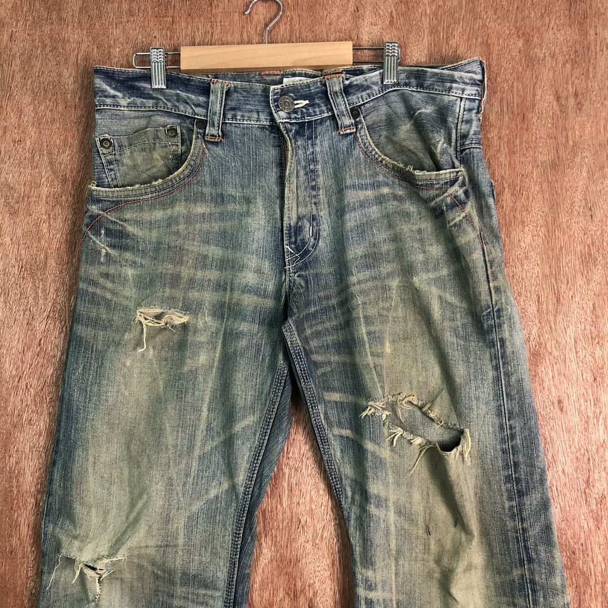 Edwin DLL Edwin Vintage Blue distressed Denim Jeans Pants #c239 Size US 34 / EU 50 - 2 Thumbnail