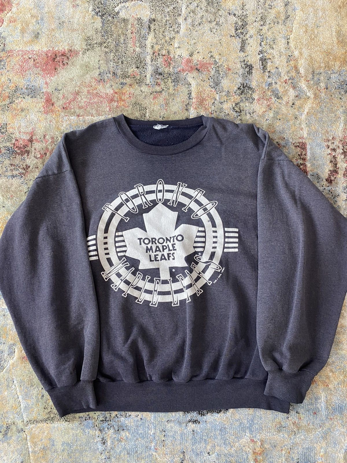 Vintage 90s Black Faded Boxy Toronto Maple Leaf NHL Crewneck