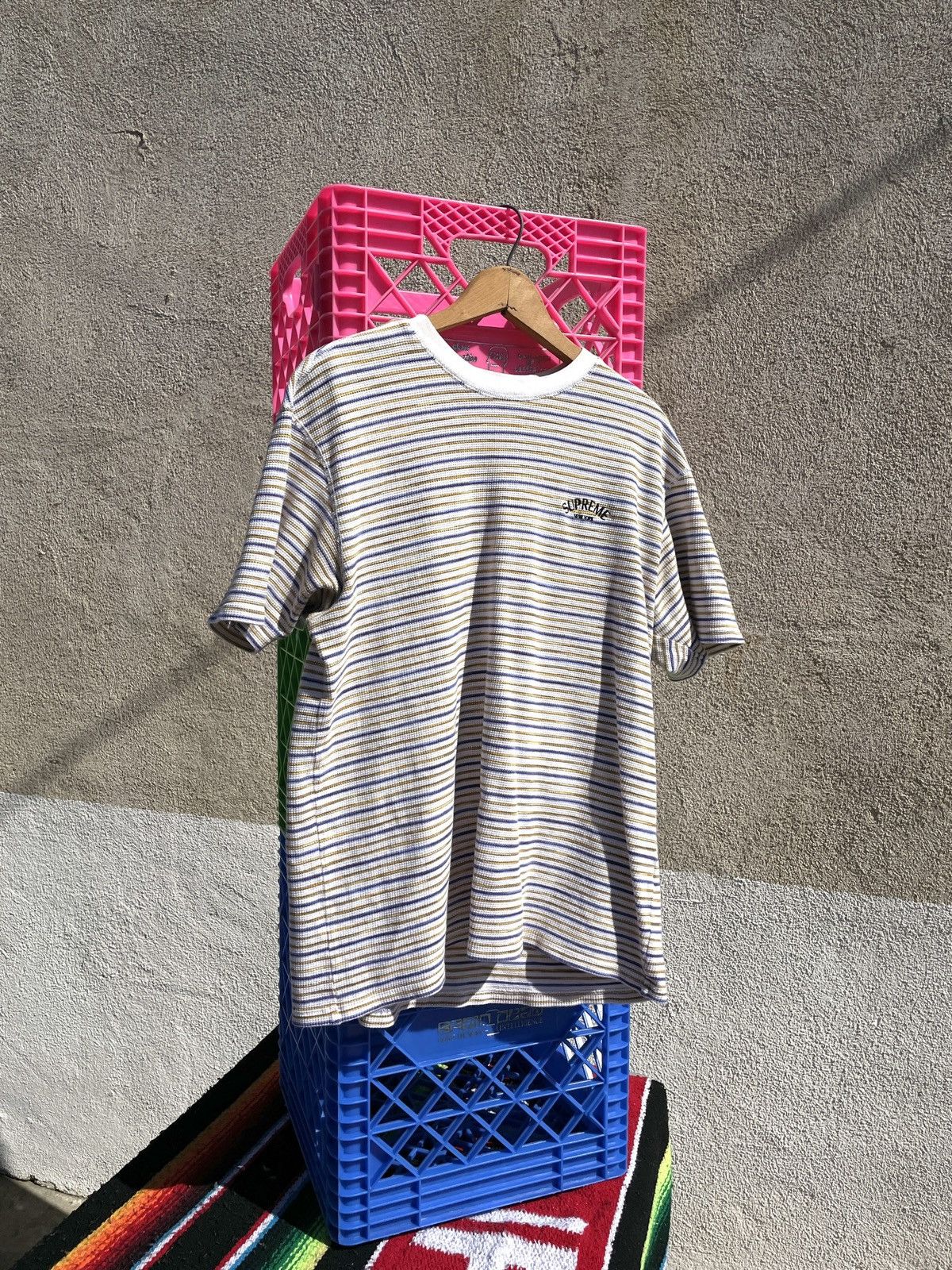 トップス Supreme Classic Logo Striped thermal Supreme Classic Logo L S Top (SS15)