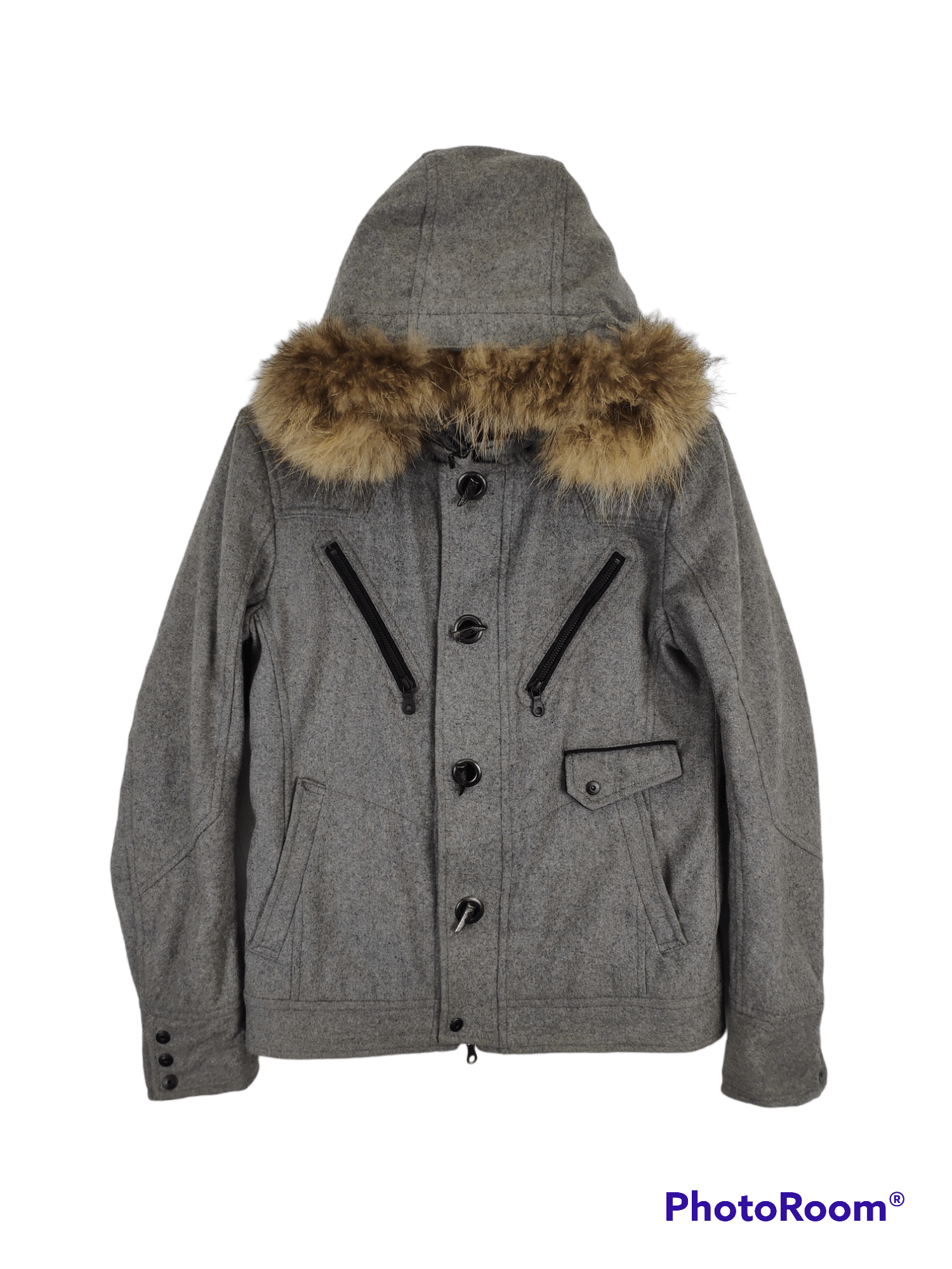 Japanese Brand × Vintage Steal 💥 Vintage Wool Duffle Coat Hooded Jacket Size US S / EU 44-46 / 1 - 1 Thumbnail