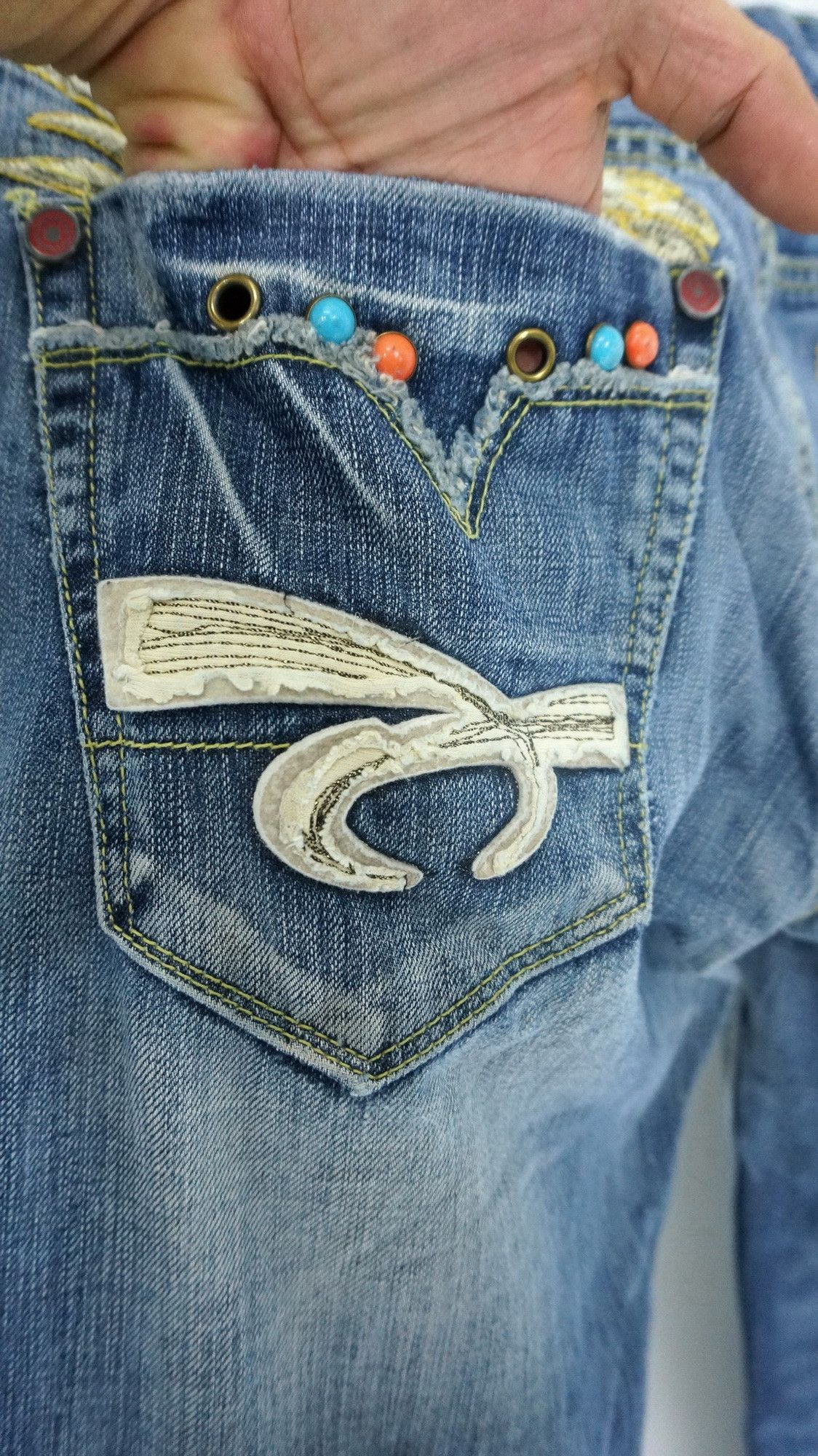 Japanese Brand 🔥 Japanese Vintage Embroidered Flared Jeans Size US 34 / EU 50 - 11 Thumbnail