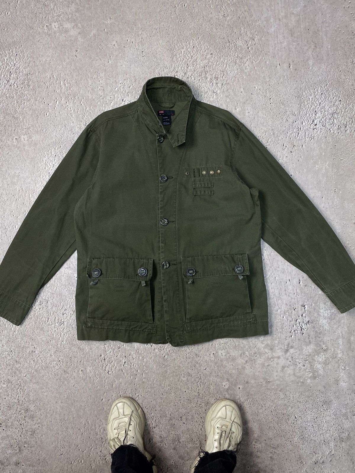 Vintage Y2K military Japanese DIESEL navy jacket