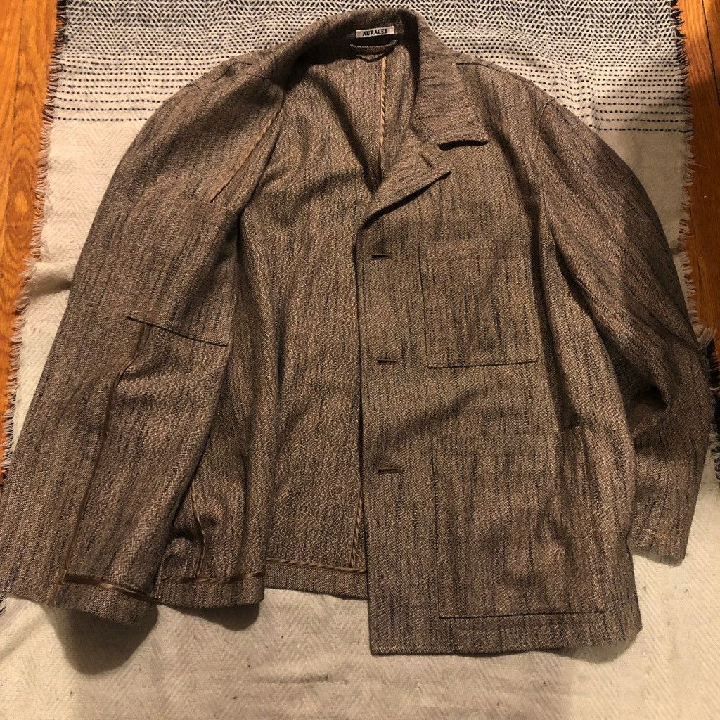 Auralee Wool Silk Mix Tweed Blouson - Brown - Size 5 L/XL RRP $795 
