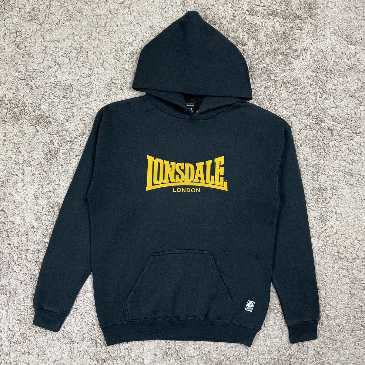 image of Lonsdale Spellout Hoodie in Black, Men's (Size Medium)