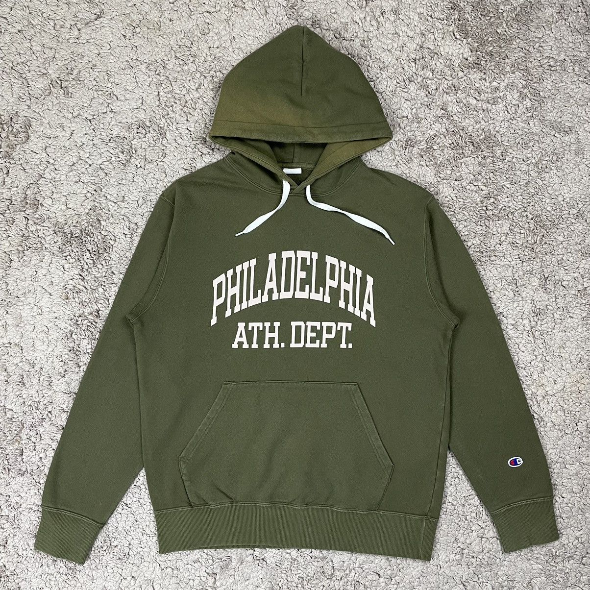 image of Vintage Faded Champion Philadelphia Hoodie in Green, Women's (Size Medium)