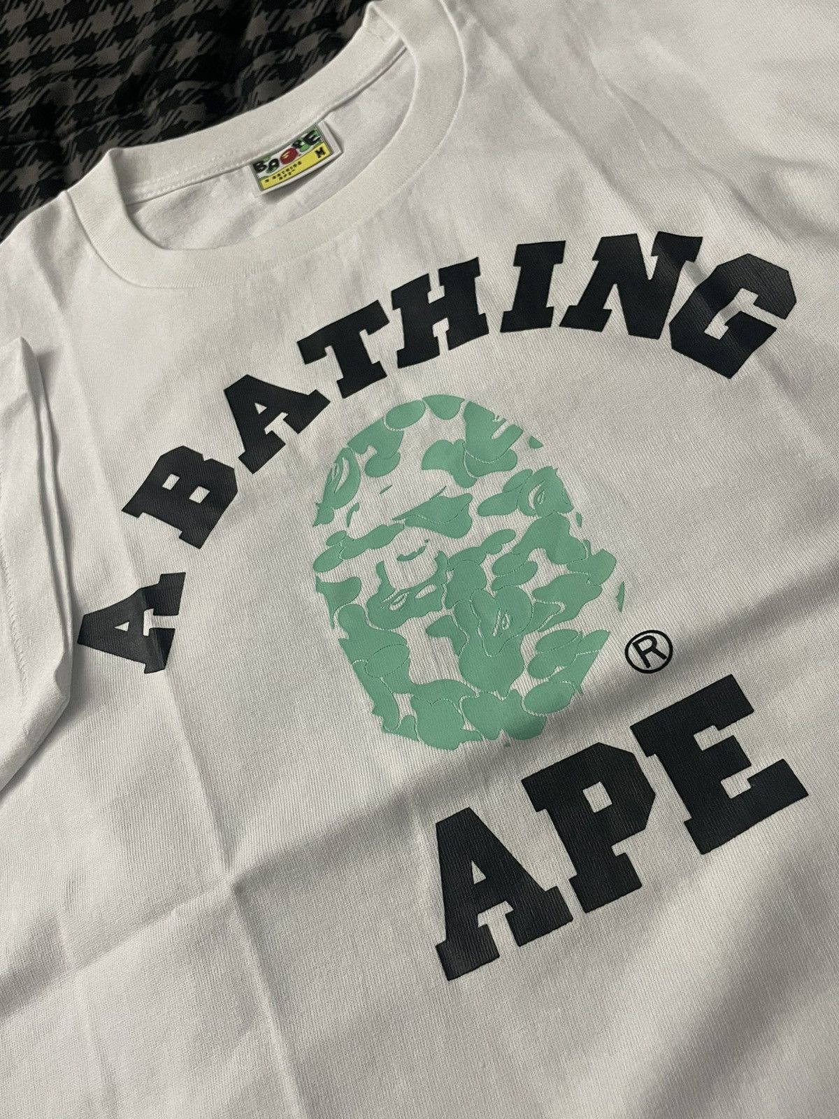 image of Bape Glow In The Dark College Tee in White, Men's (Size Medium)