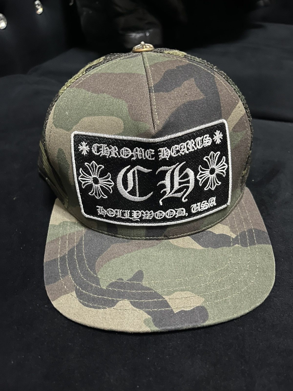 Casquette Trucker Chrome Hearts En Denim Noir - Taille Unique - Fabriquée Au Japon