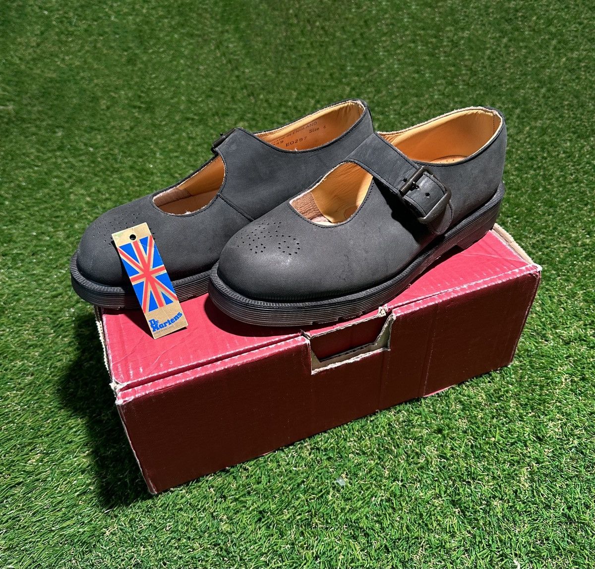 Vintage Doc Martens Mary Janes Black Suede Leather Shoes