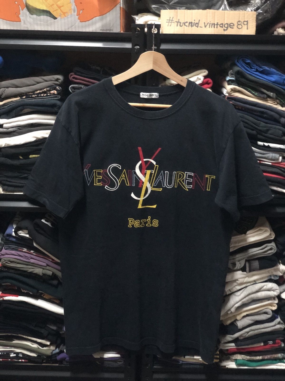 Vintage YSL Yves Saint Laurent Multicolor Logo Tshirt