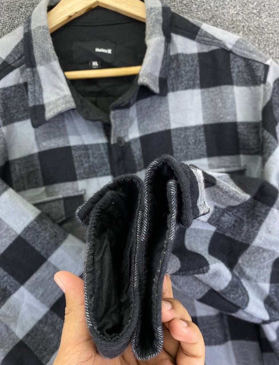Flannel Vintage Hurley Wool Shadow Plaid Flannel Shirts Button Up Size US XL / EU 56 / 4 - 7 Thumbnail