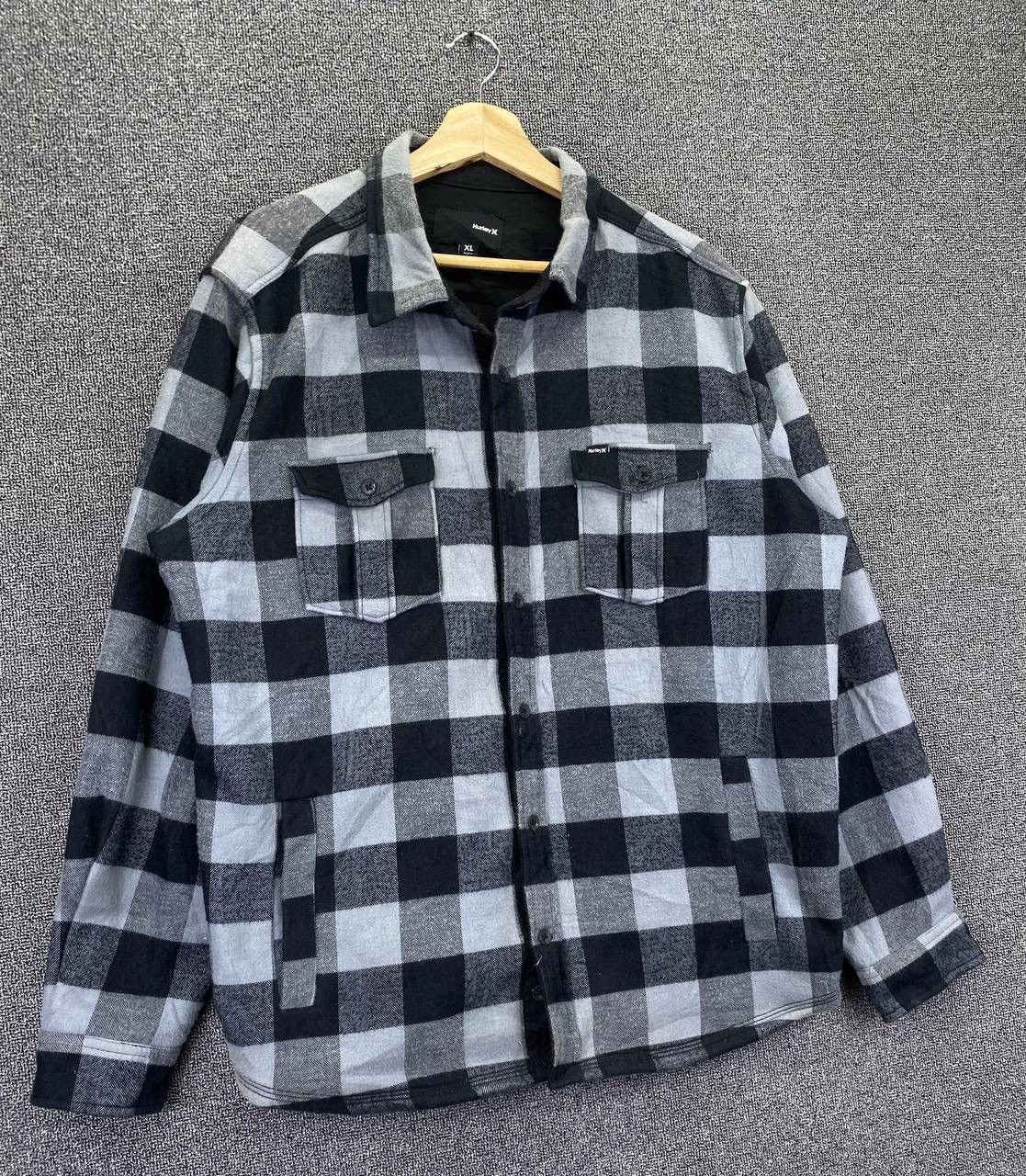 Flannel Vintage Hurley Wool Shadow Plaid Flannel Shirts Button Up Size US XL / EU 56 / 4 - 2 Thumbnail