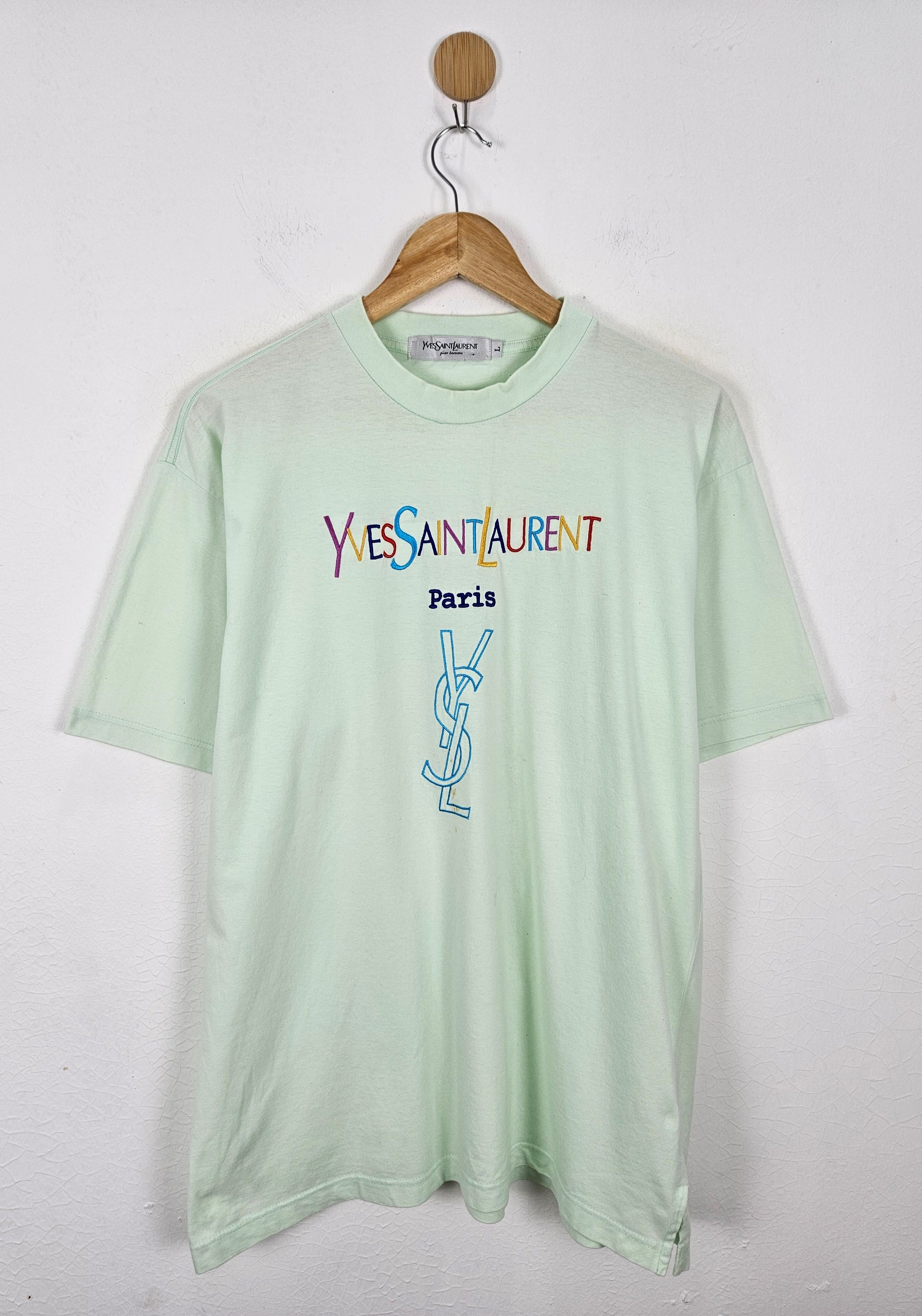Yves Saint Laurent Paris YSL Colorblock Embroidery shirt