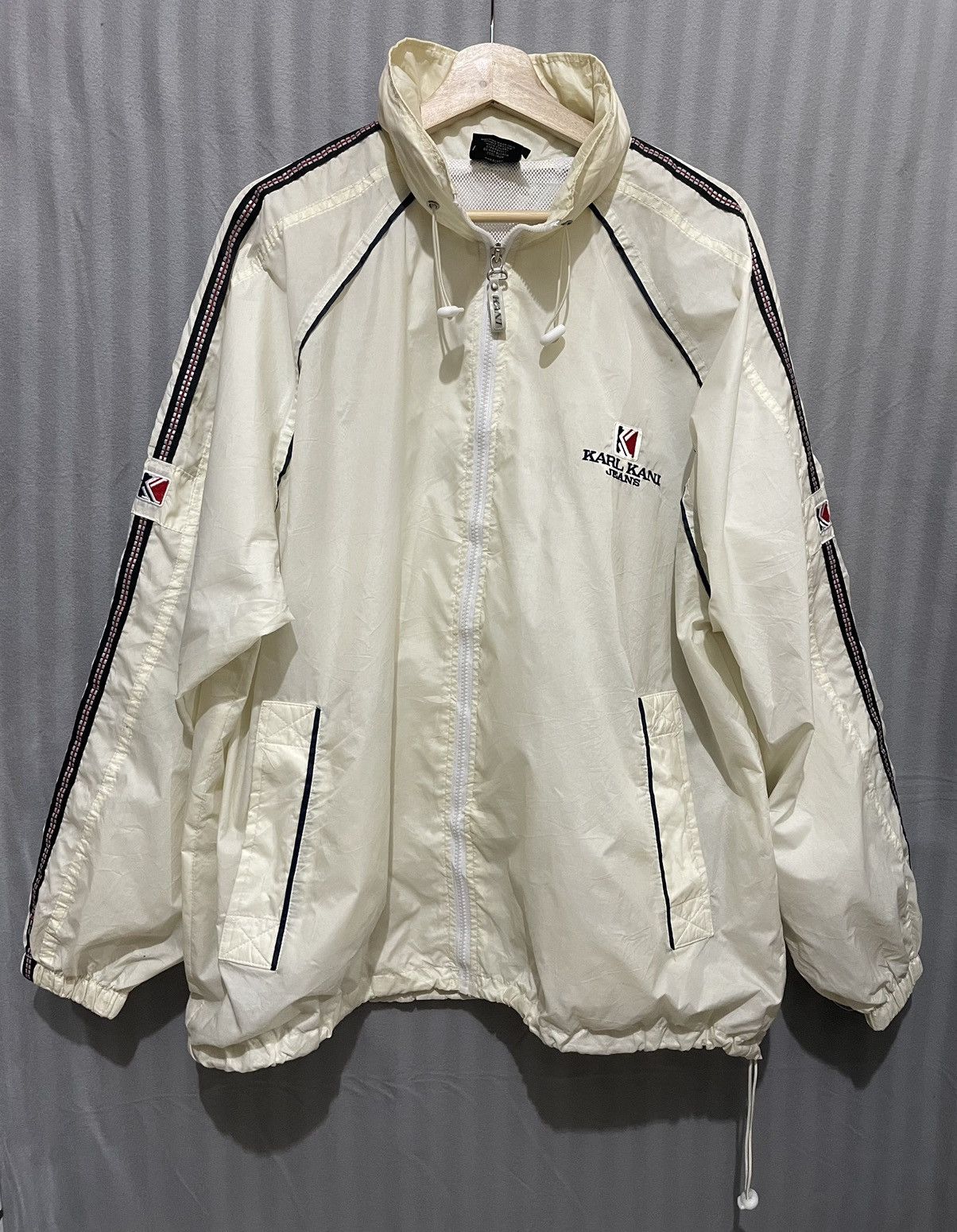 image of Karl Kani Jeans Wind Breaker Jackets in White, Men's (Size XL)