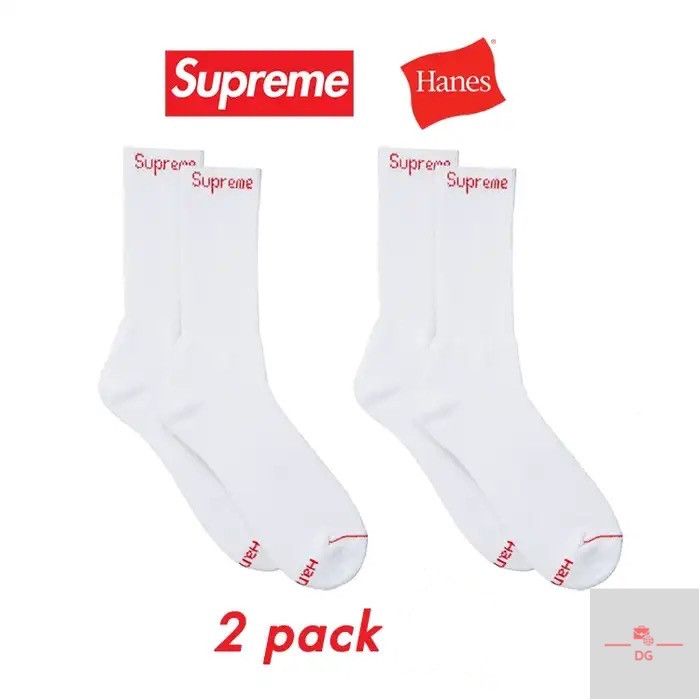 Supreme Hanes Crew Socks (4 Pack) Pink