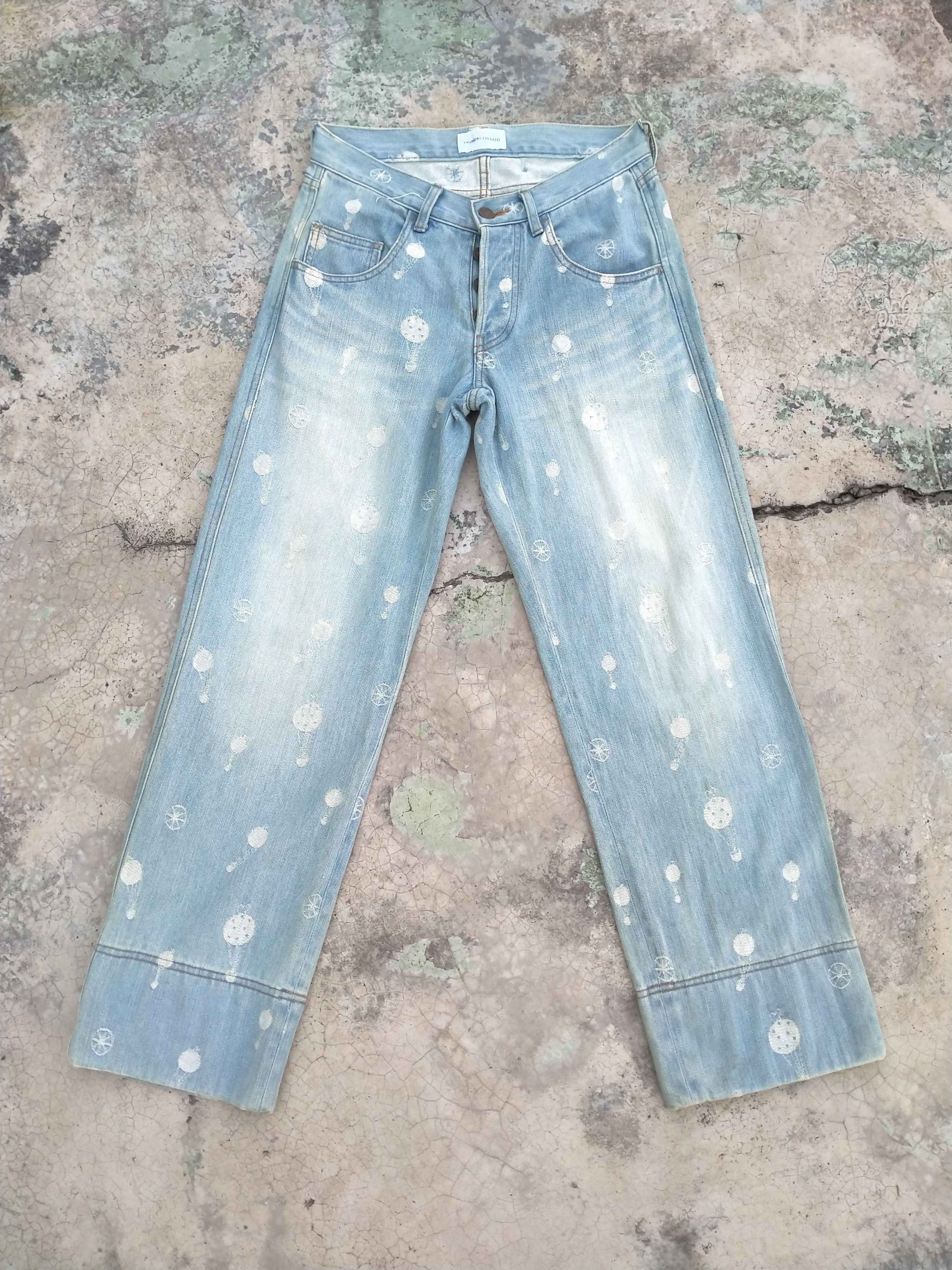 image of Issey Miyake x Tsumori Chisato Distressed Tsumori Chisato Full Embroidery Denim in Faded Blue, Wome
