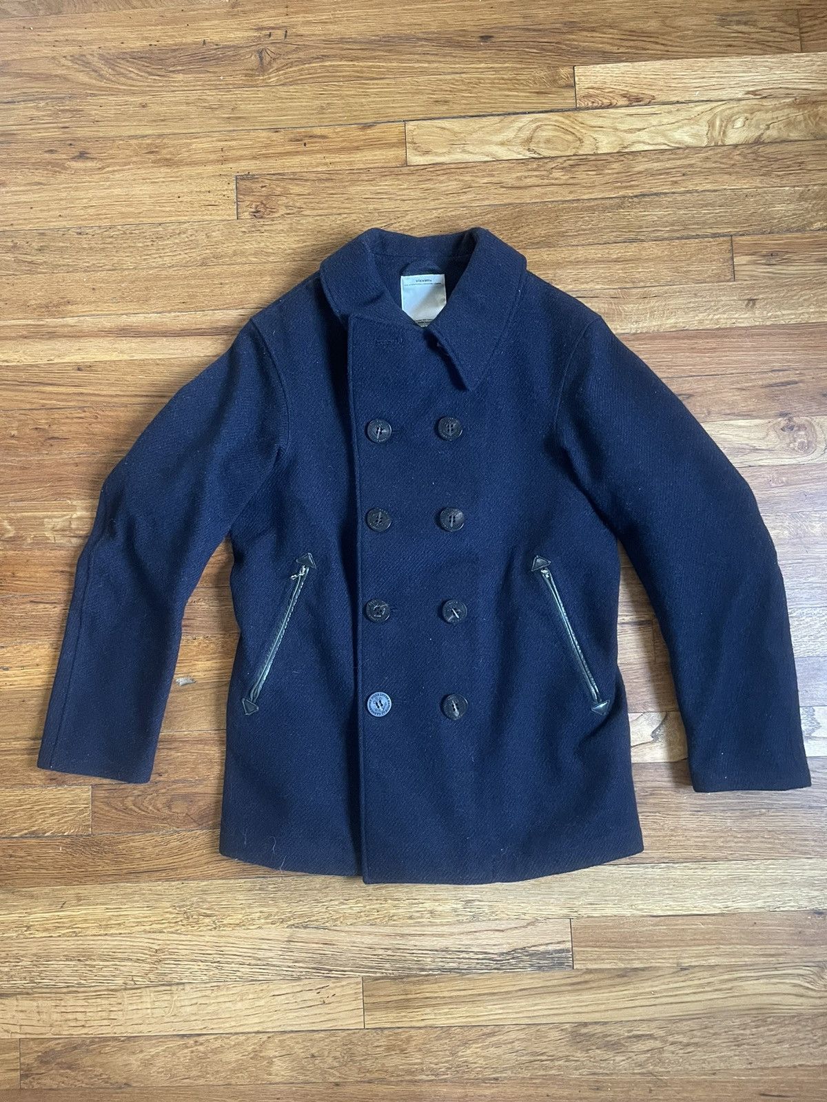 Visvim [M] Visvim Lieutenant Gore Tex Harris Tweed Wool Pea Coat | Grailed